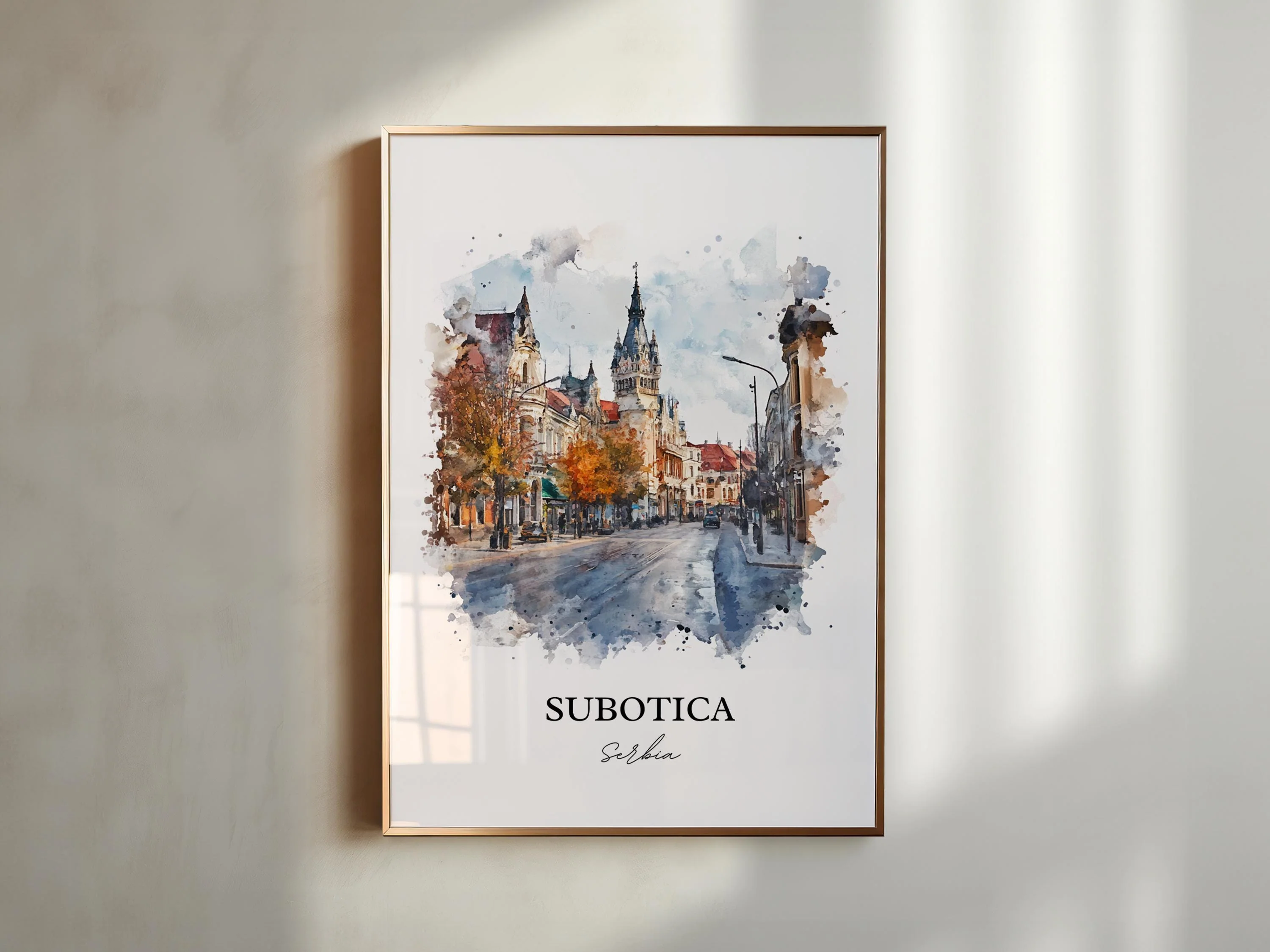 Subotica, Serbia – Watercolor Art Print - Image 3