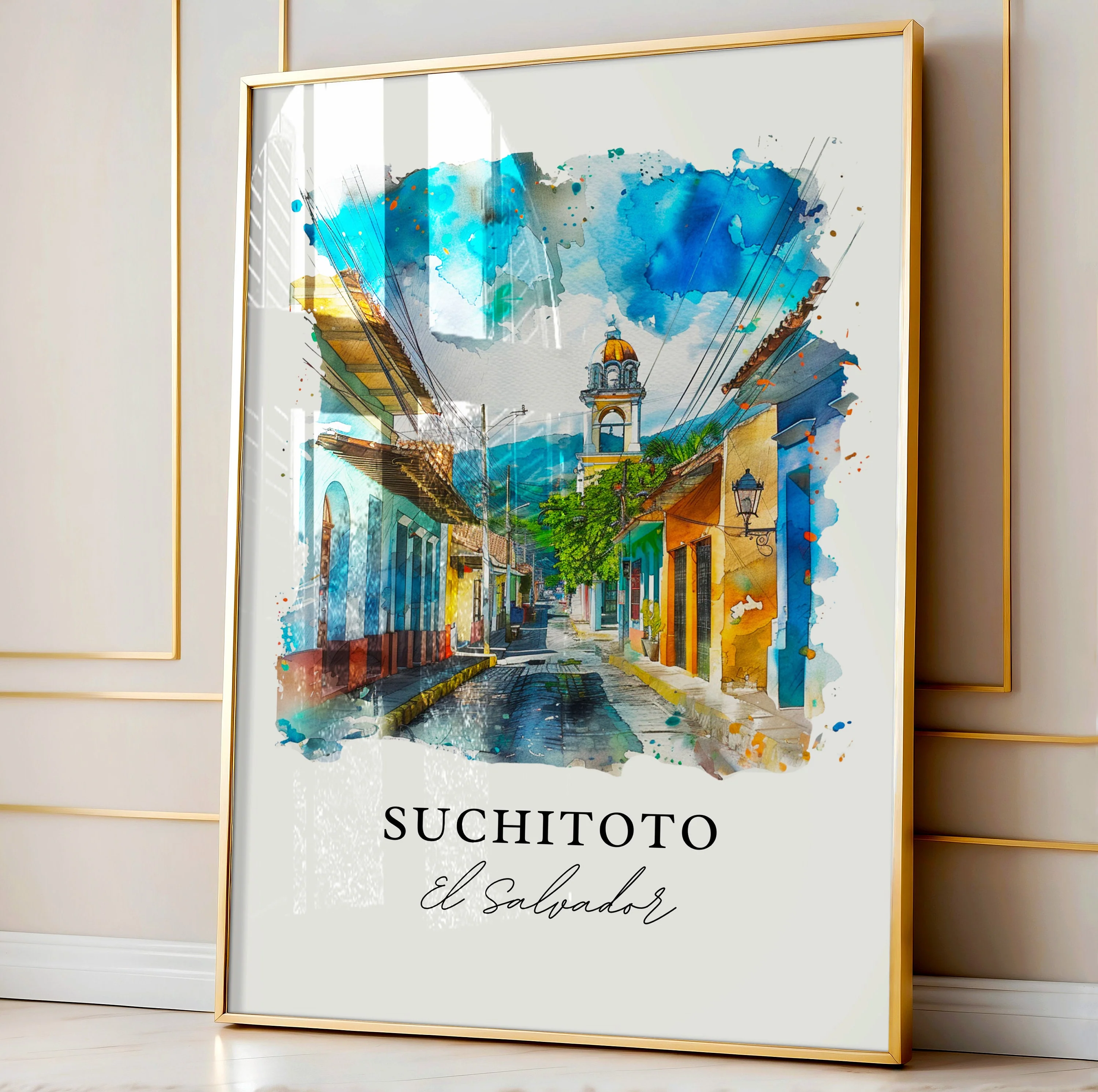 Suchitoto, El Salvador – Watercolor Art Print - Image 4