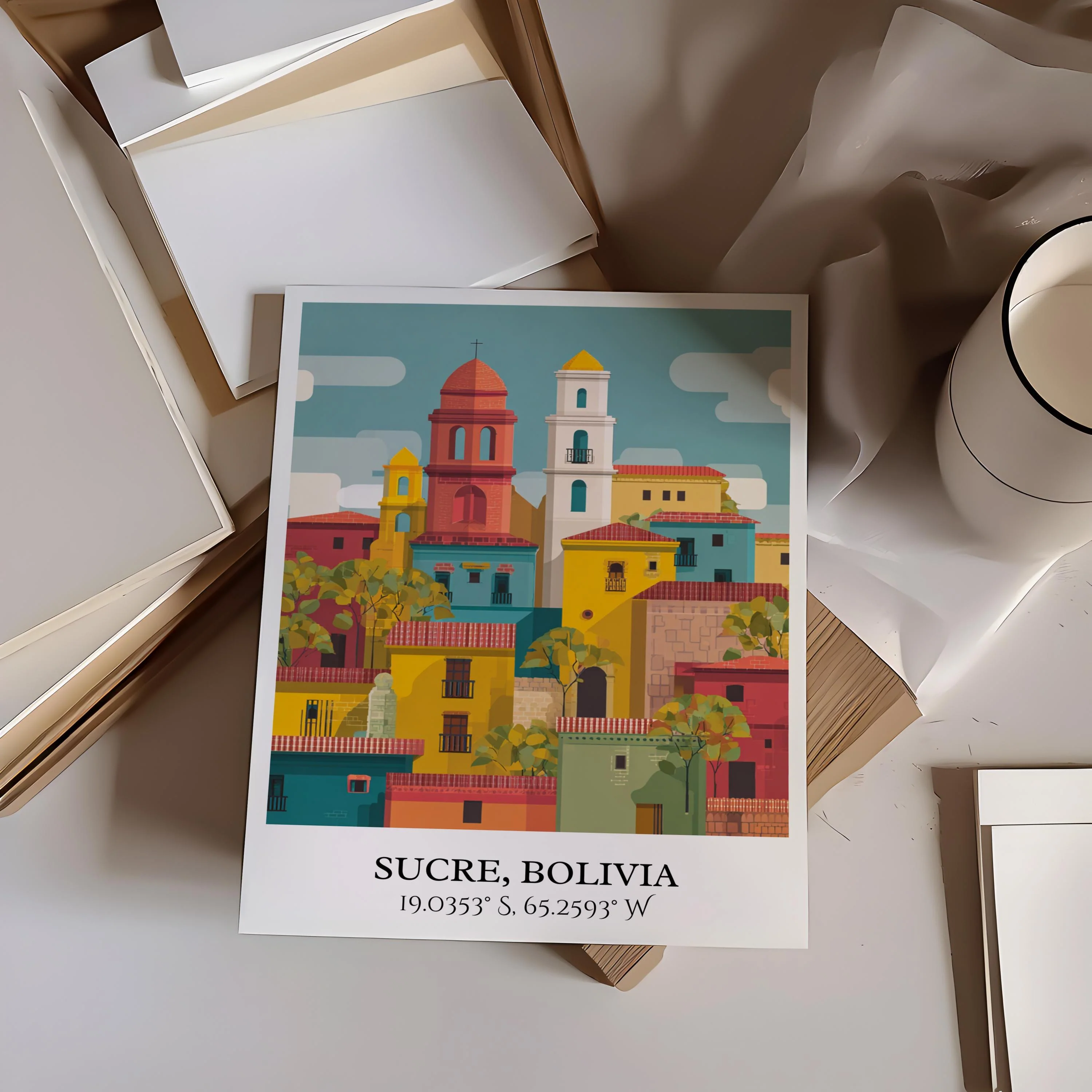 Sucre, Bolivia – Watercolor Art Print - Image 6
