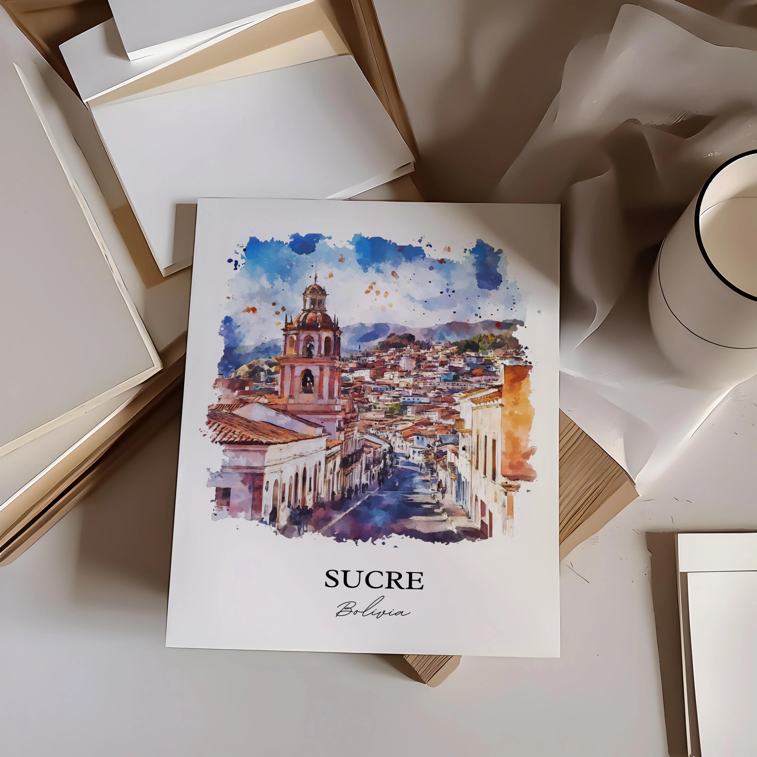 Sucre, Bolivia – Watercolor Art Print - Image 6