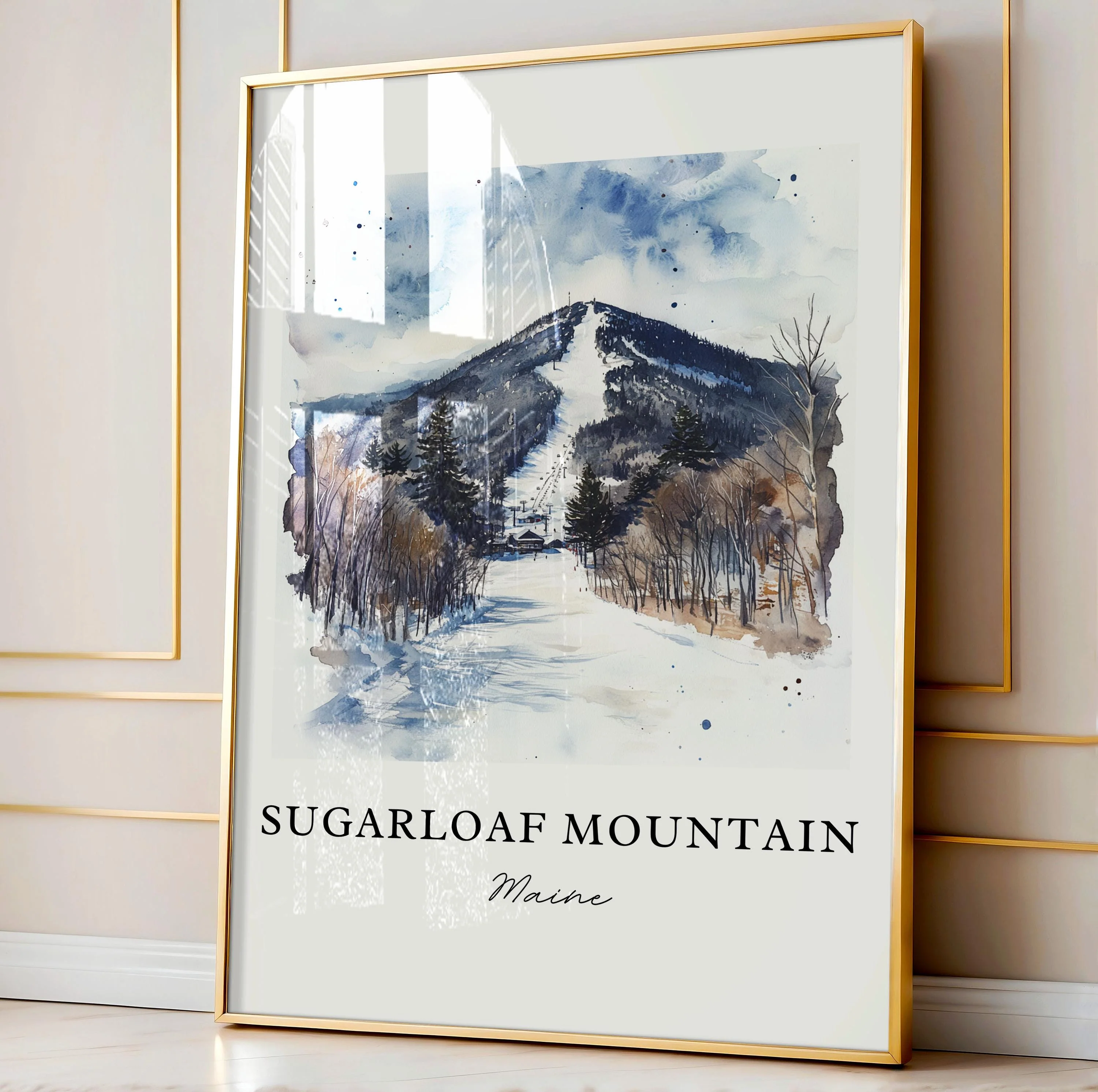 Sugarloaf Mountain, ME – Watercolor Art Print - Image 4