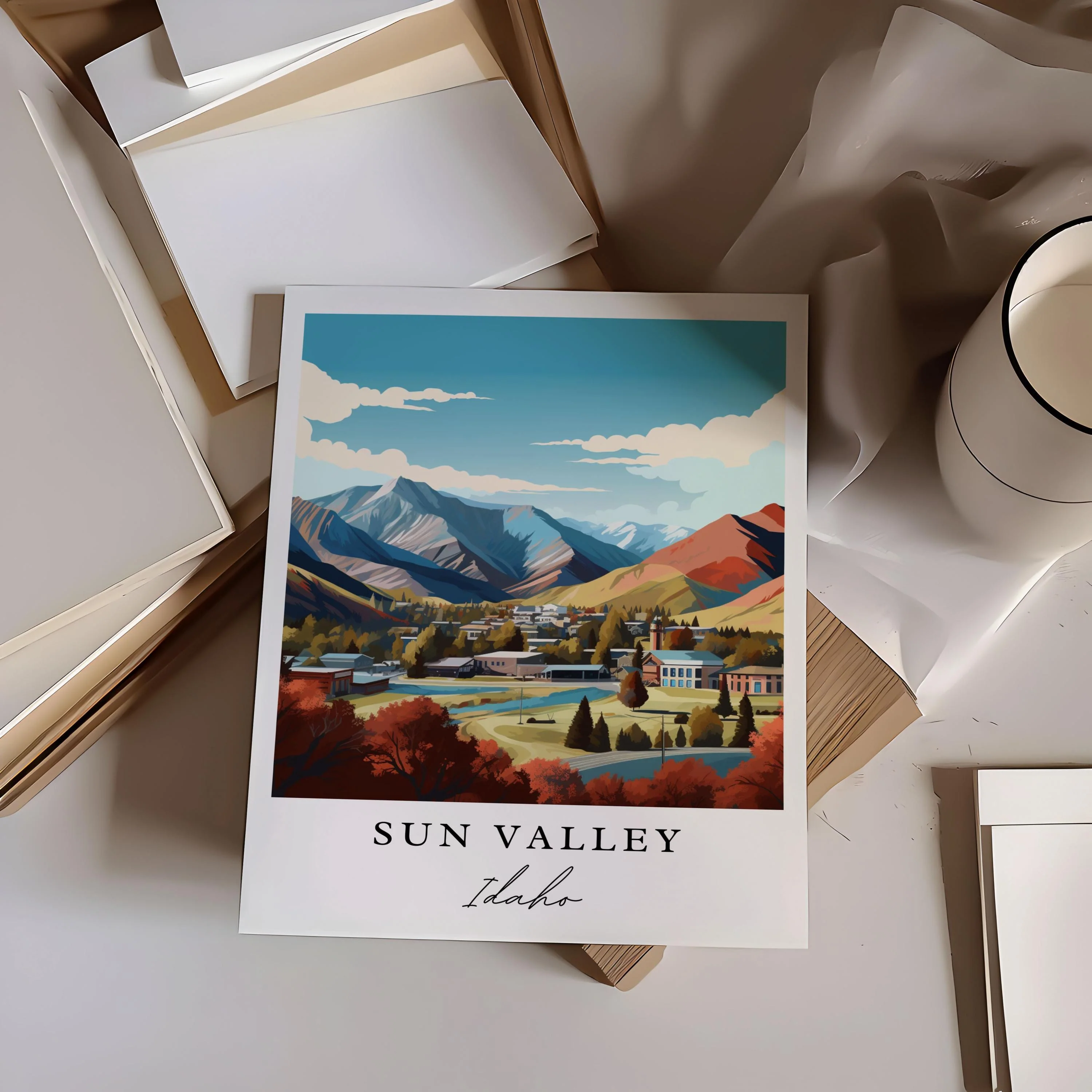 Sun Valley, Idaho, Idaho – Watercolor Art Print - Image 2
