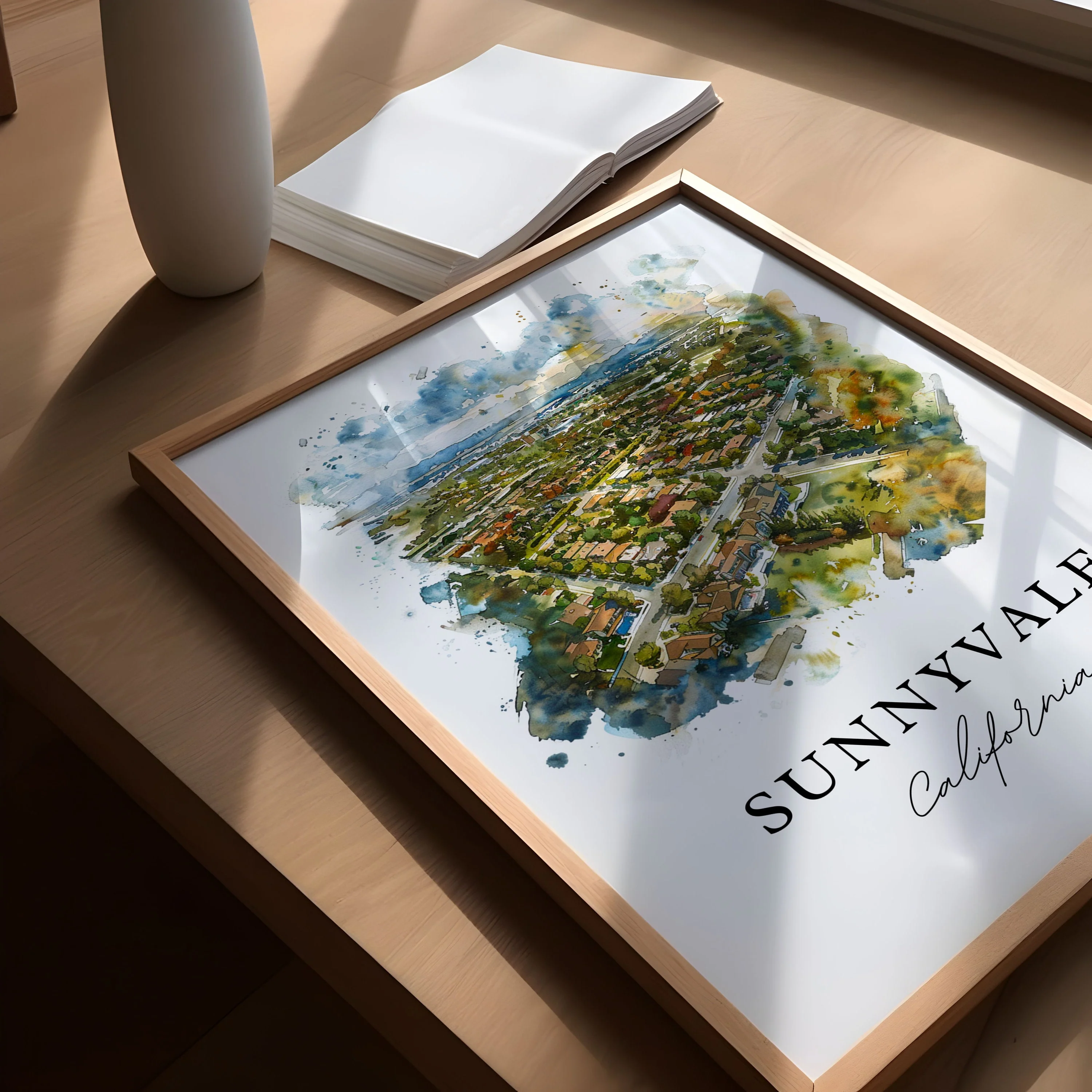 Sunnyvale, California – Watercolor Art Print - Image 3