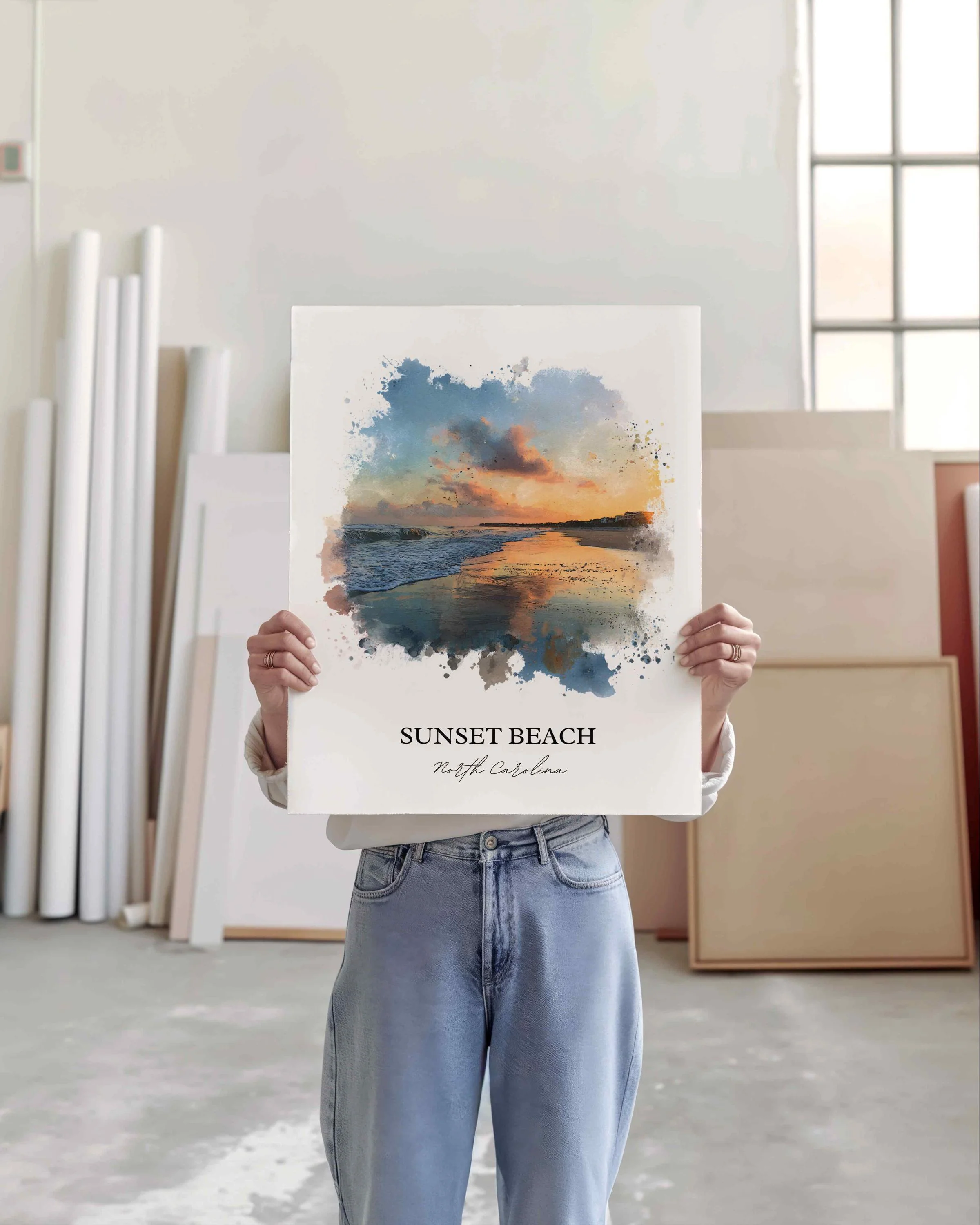 Sunset Beach, North Carolina – Watercolor Art Print - Image 6