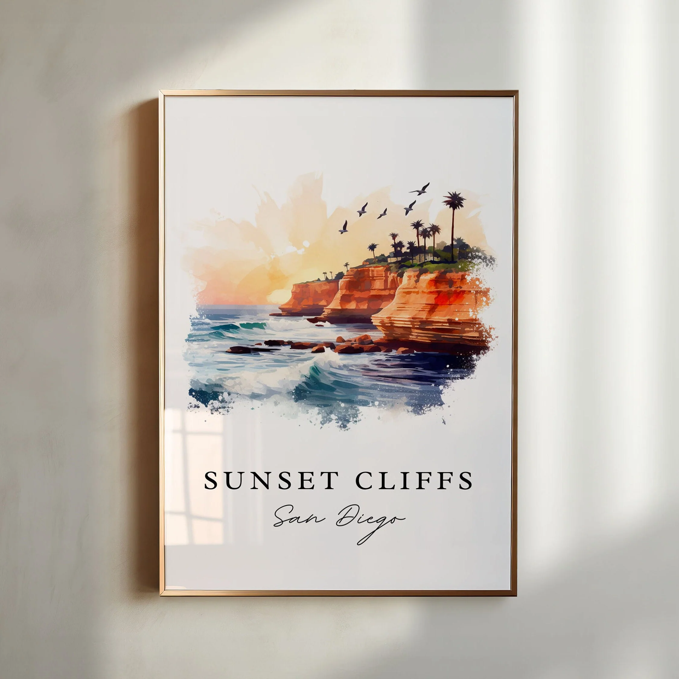 Sunset Cliffs, USA – Watercolor Art Print