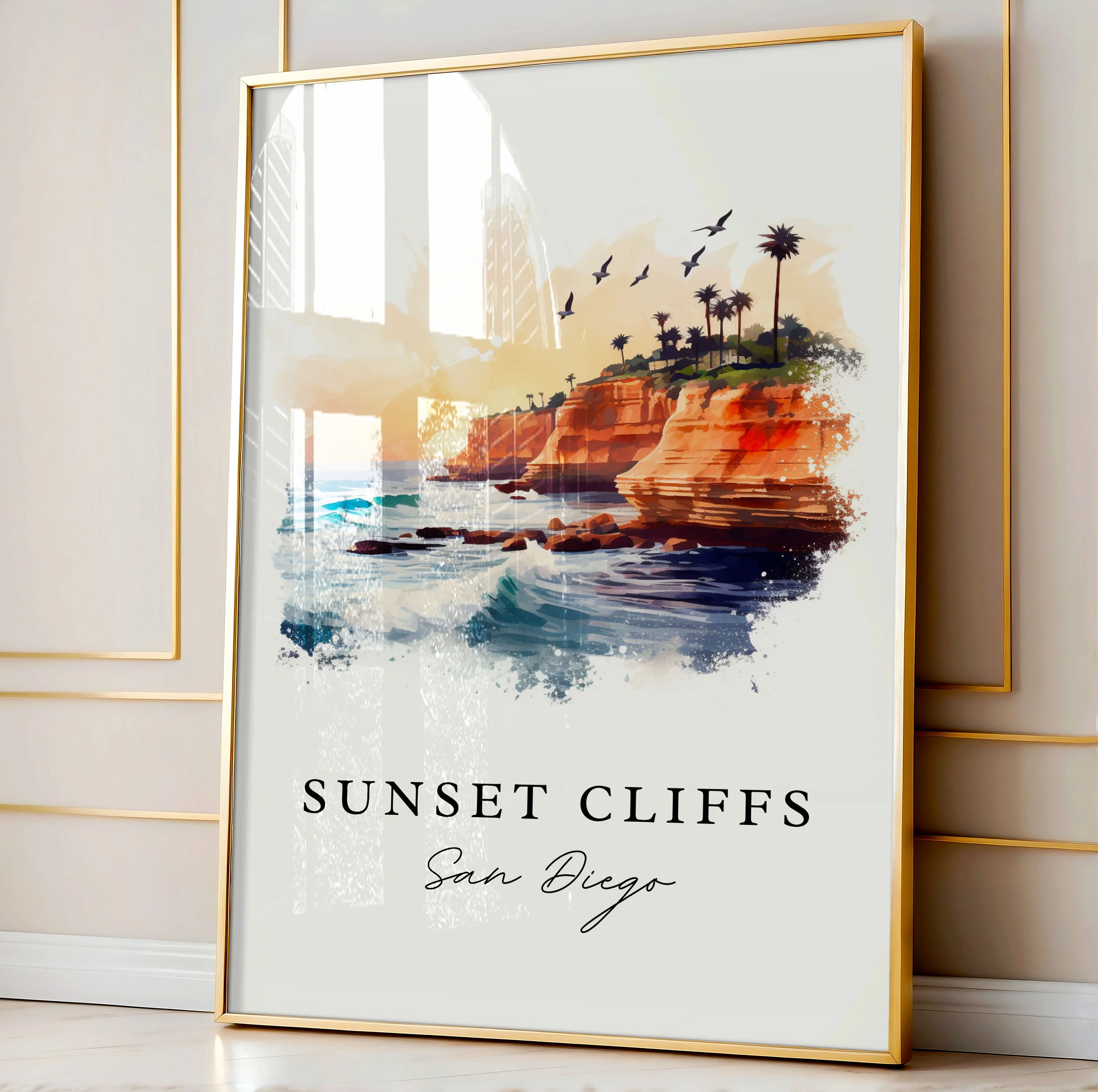 Sunset Cliffs, USA – Watercolor Art Print - Image 4