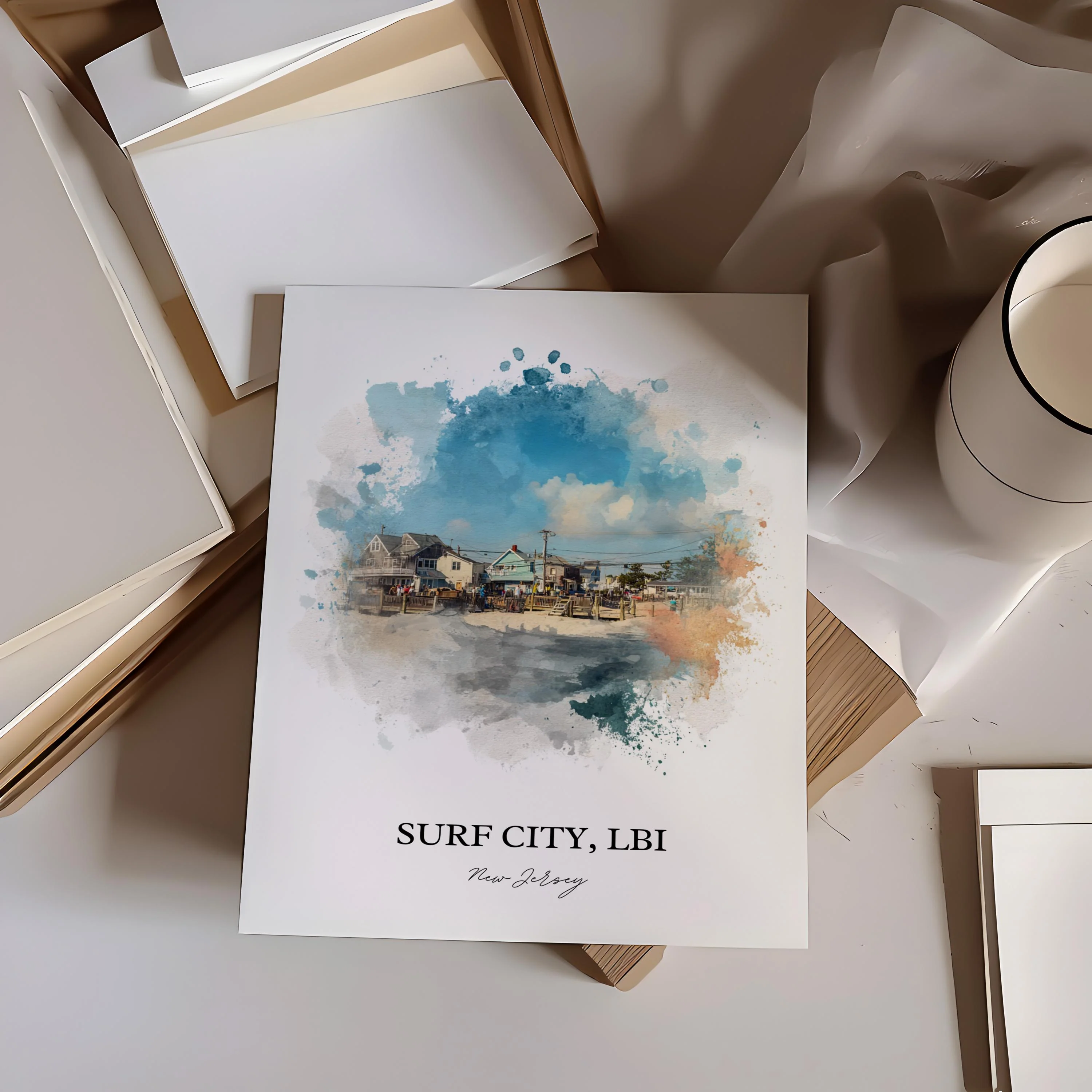Surf City, NJ – Watercolor Art Print - Image 3