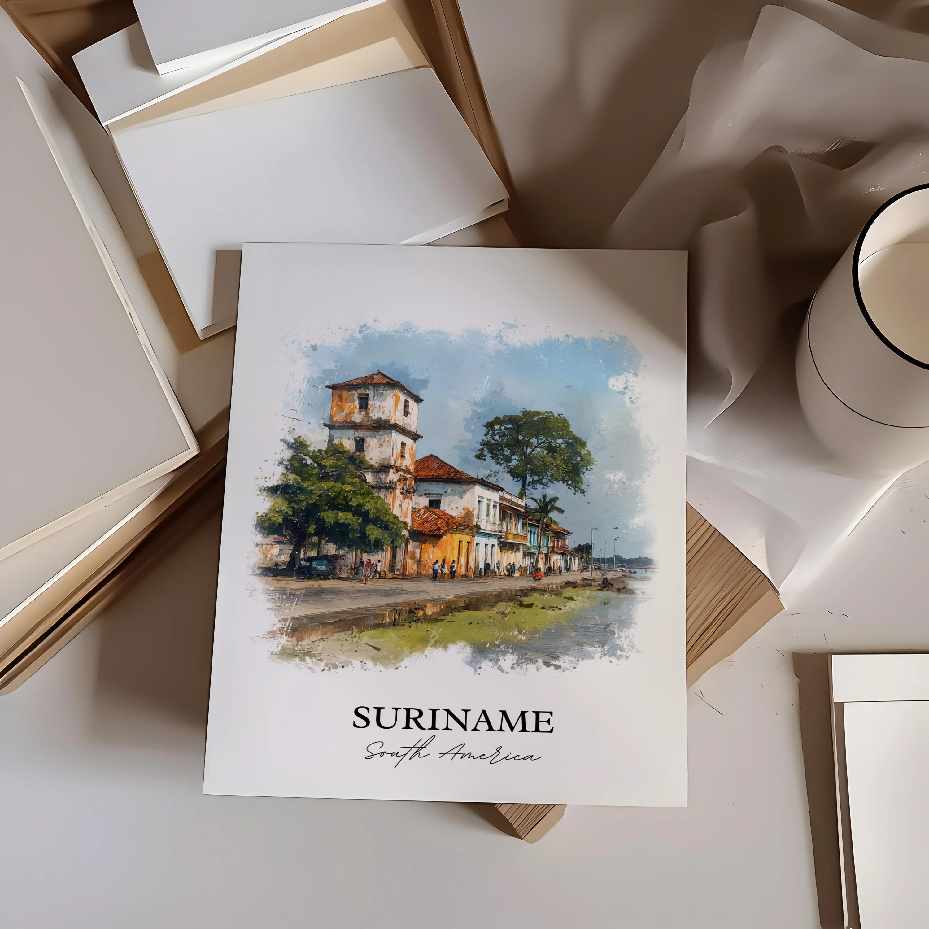 Suriname, Suriname – Watercolor Art Print - Image 5
