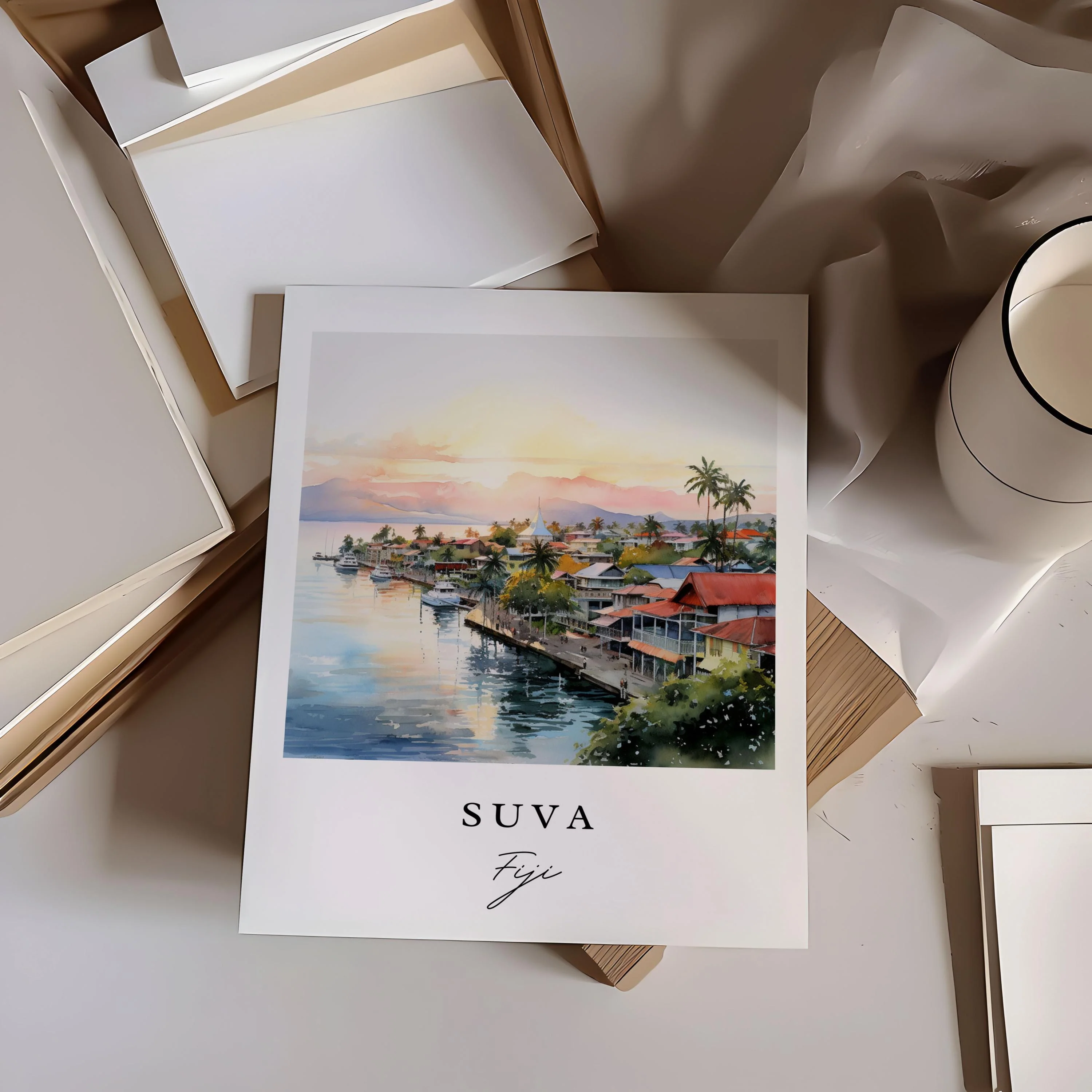 Suva, Fiji – Watercolor Art Print - Image 2