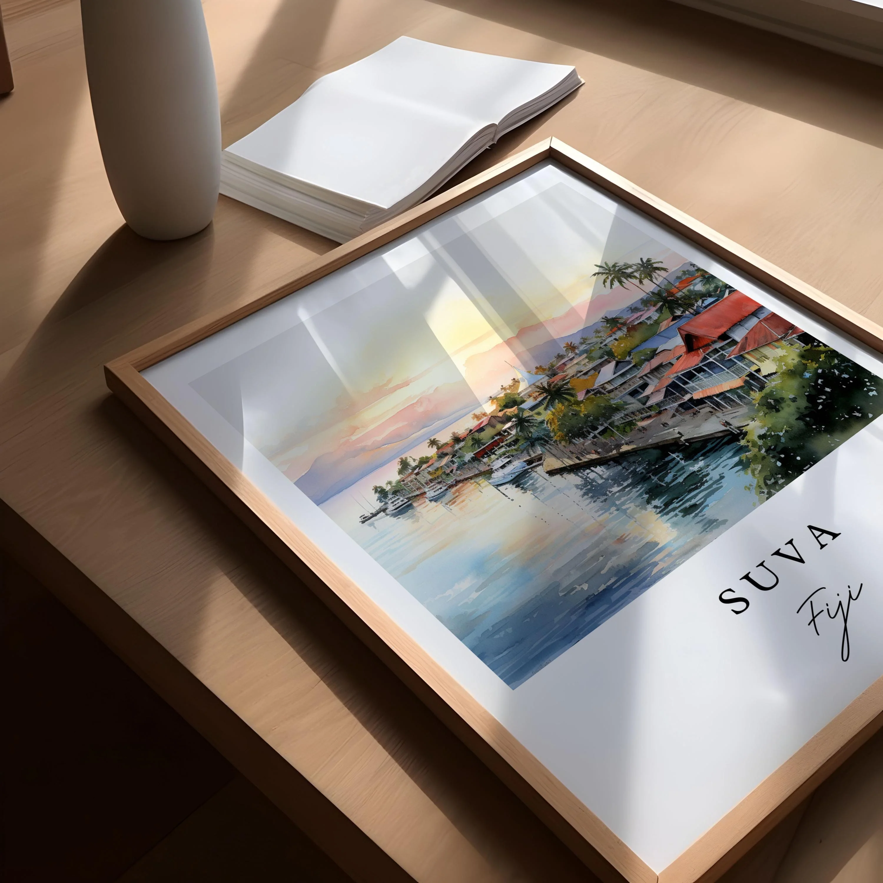 Suva, Fiji – Watercolor Art Print - Image 3