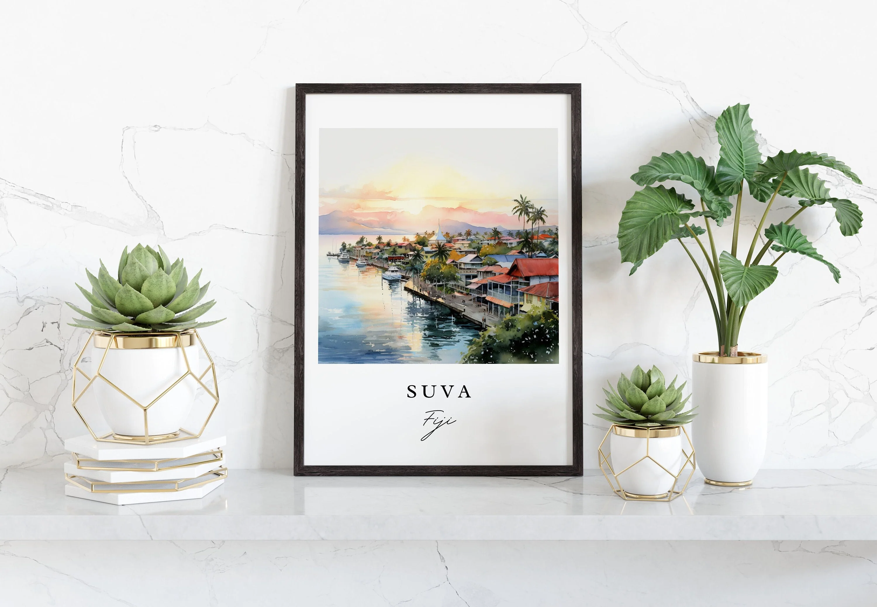 Suva, Fiji – Watercolor Art Print - Image 5