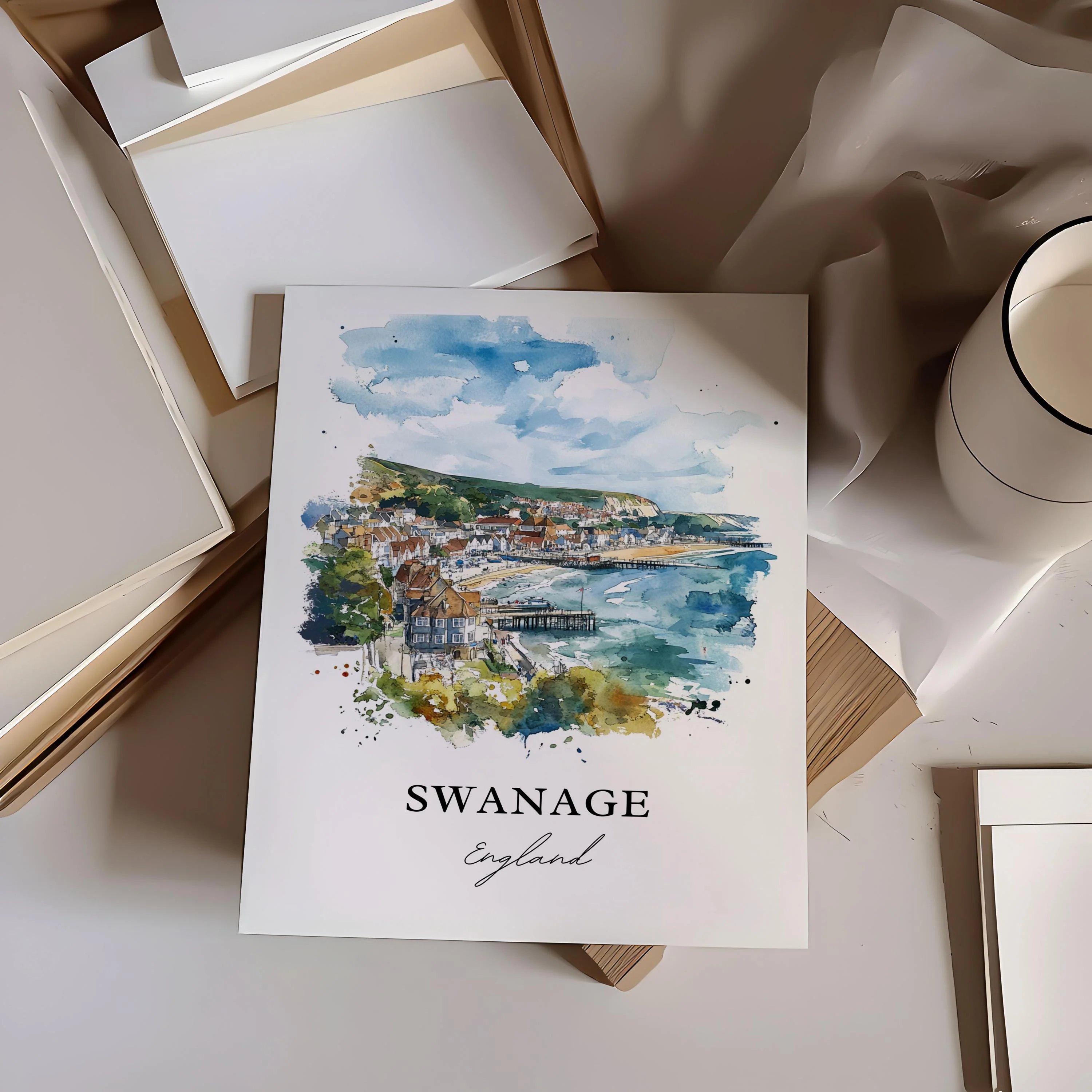 Swanage, England – Watercolor Art Print - Image 4