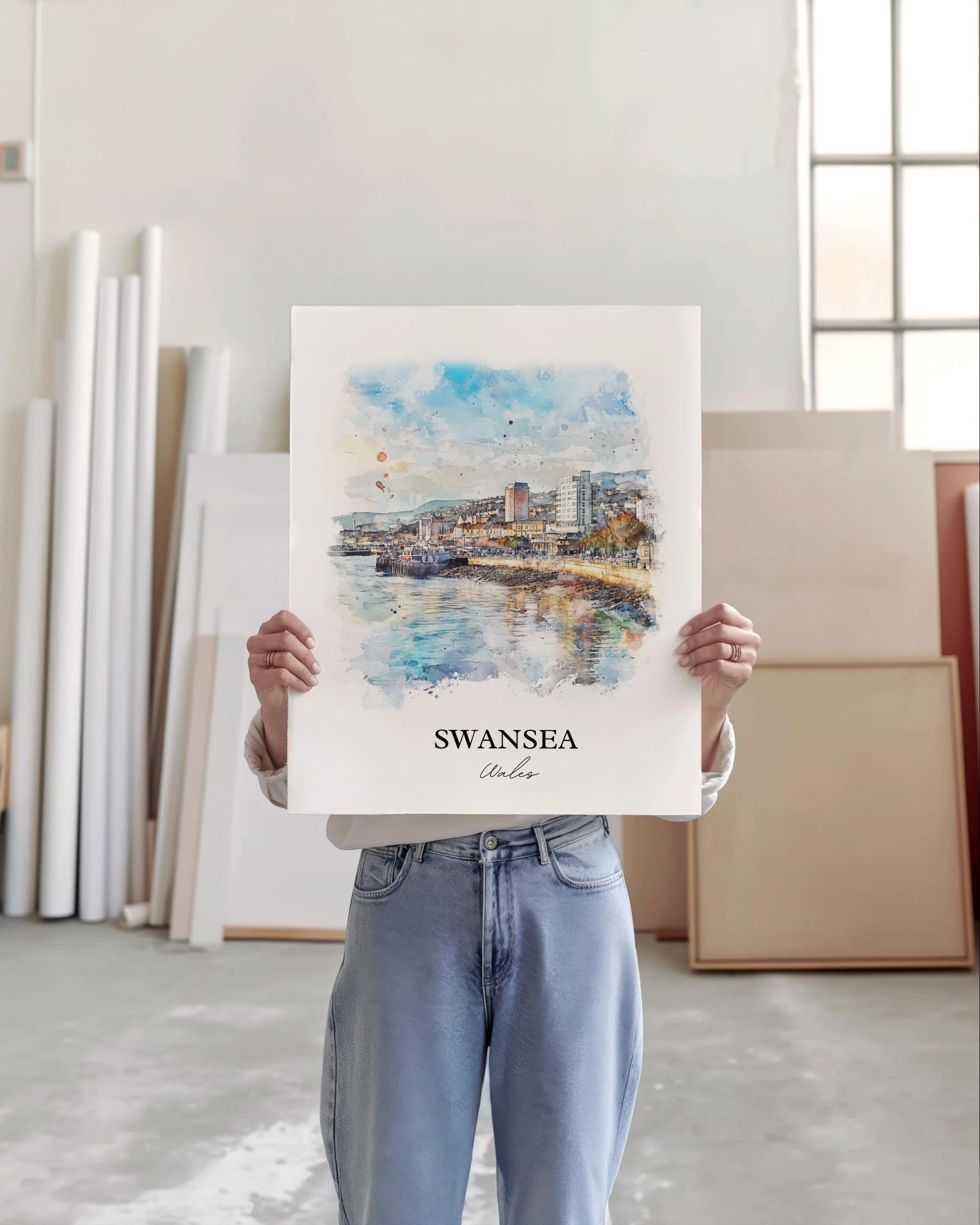 Swansea, Wales – Watercolor Art Print - Image 6