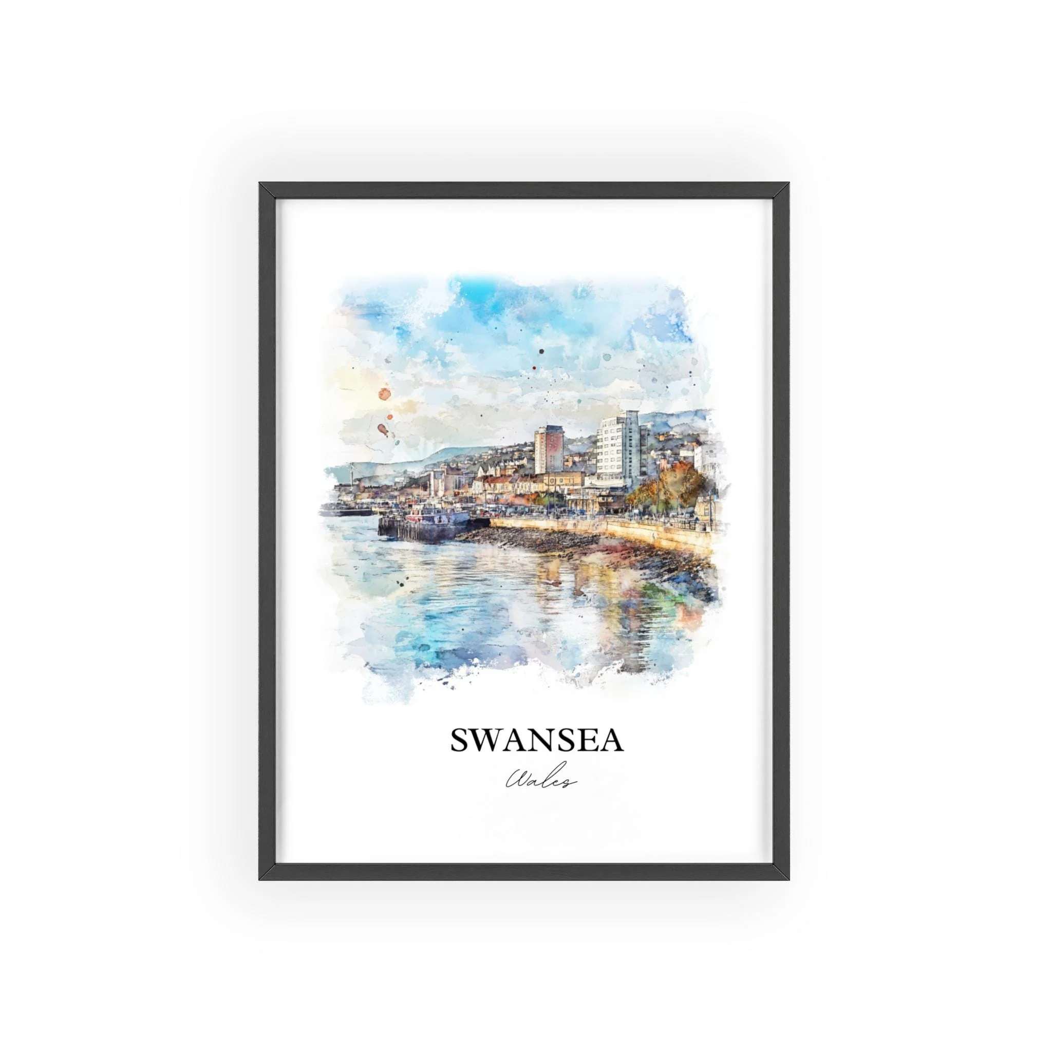 Swansea, Wales – Watercolor Art Print - Image 7