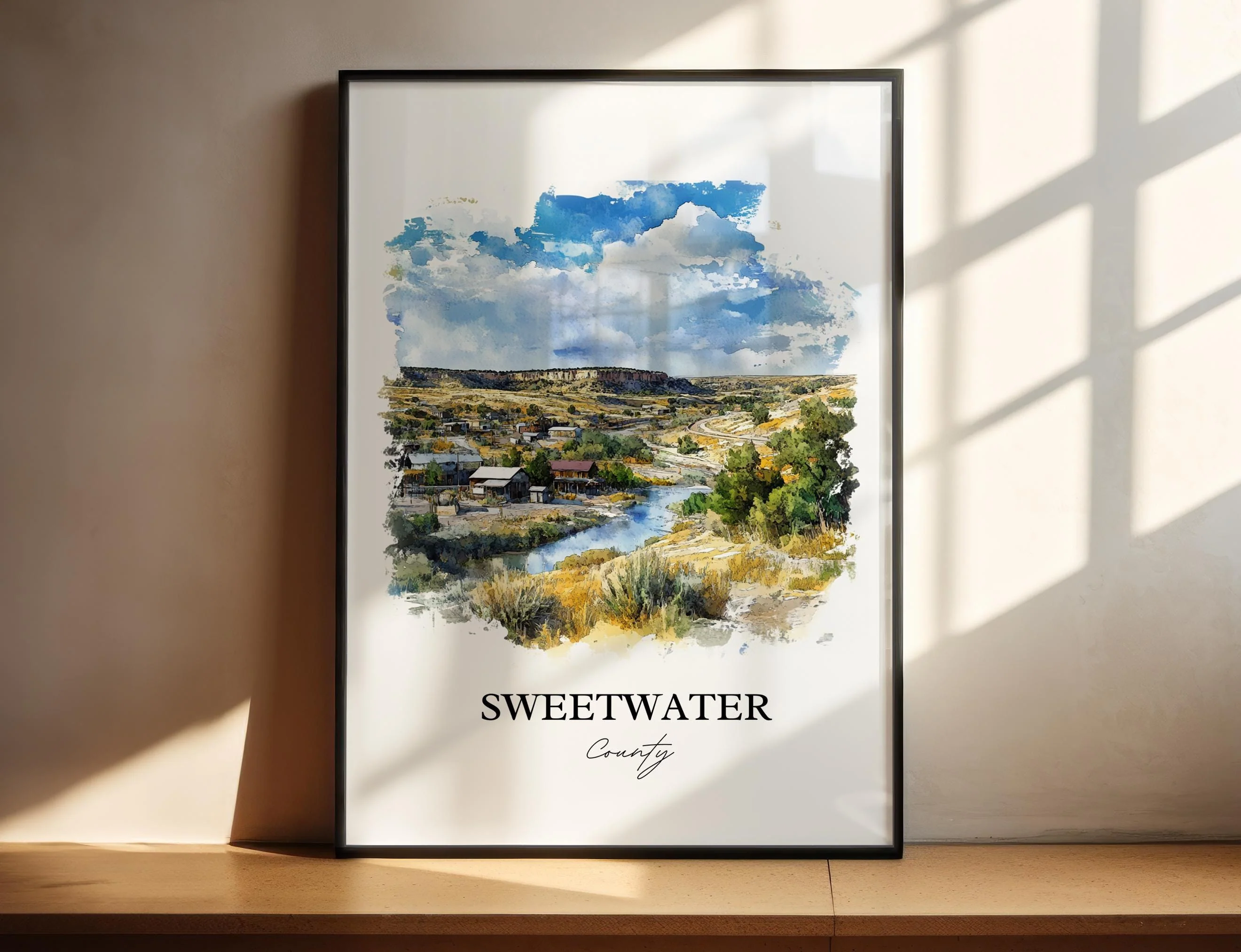 Sweetwater County, Wyoming – Watercolor Art Print