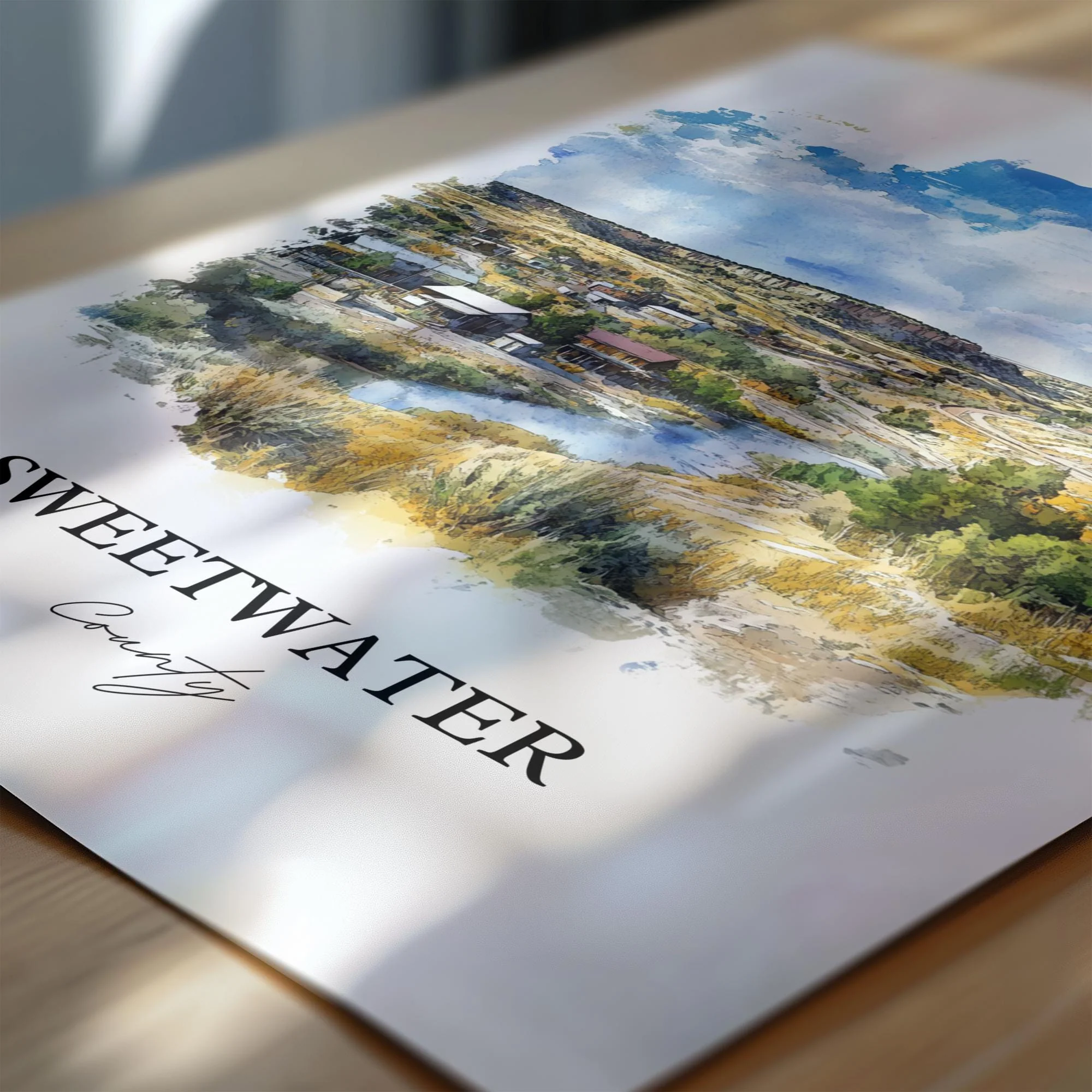 Sweetwater County, Wyoming – Watercolor Art Print - Image 2