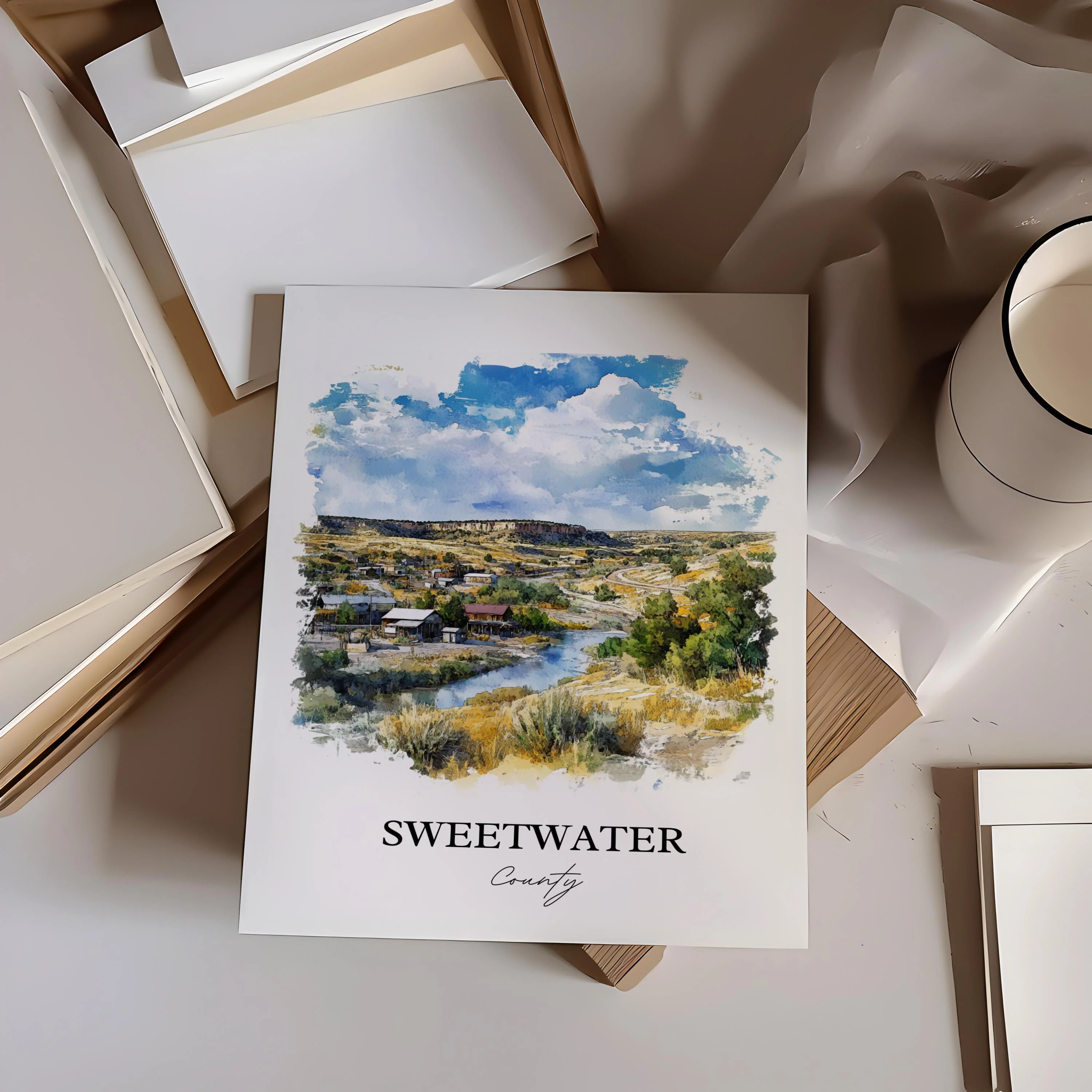 Sweetwater County, Wyoming – Watercolor Art Print - Image 5