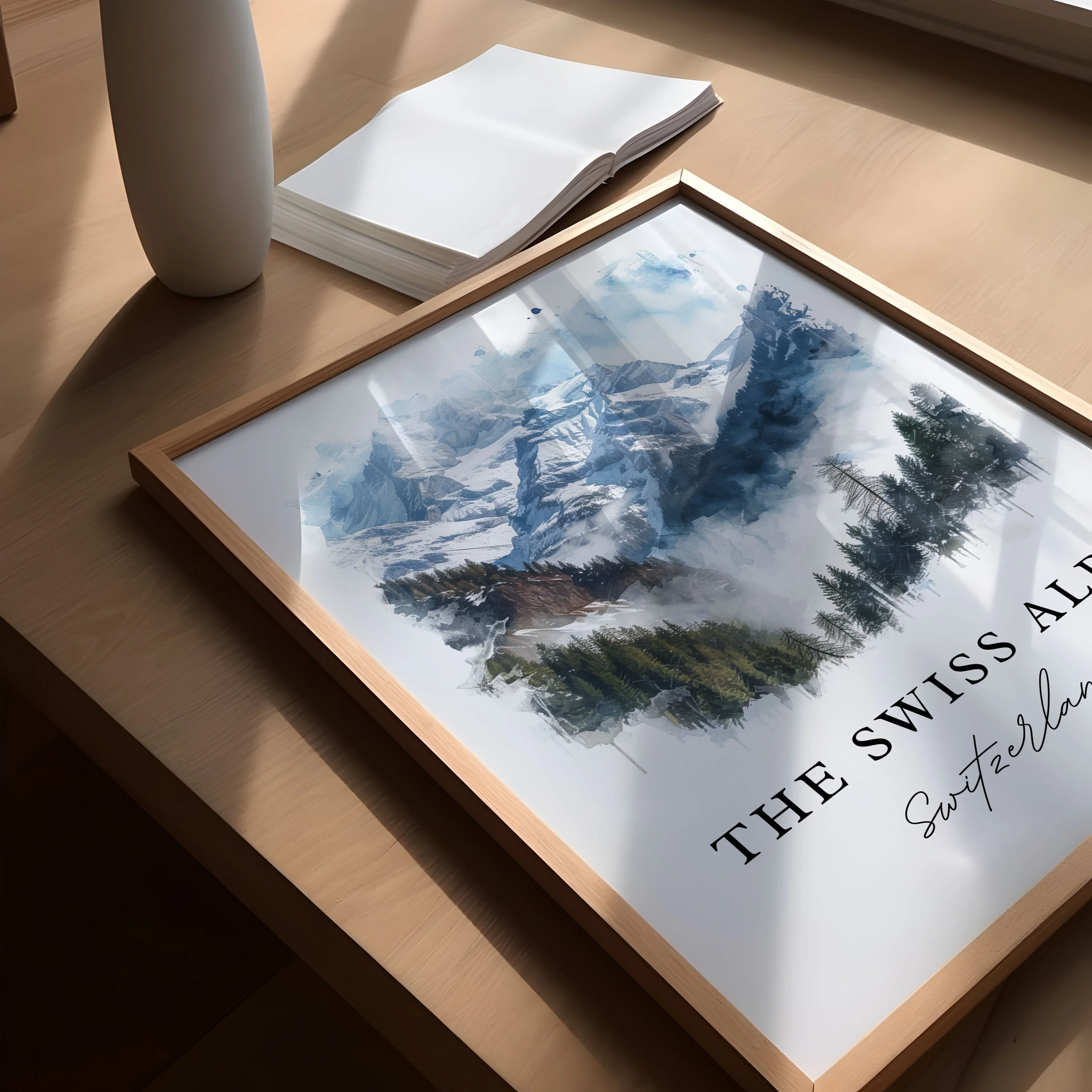 Swiss Alps, Switzerland – Watercolor Art Print - Image 3
