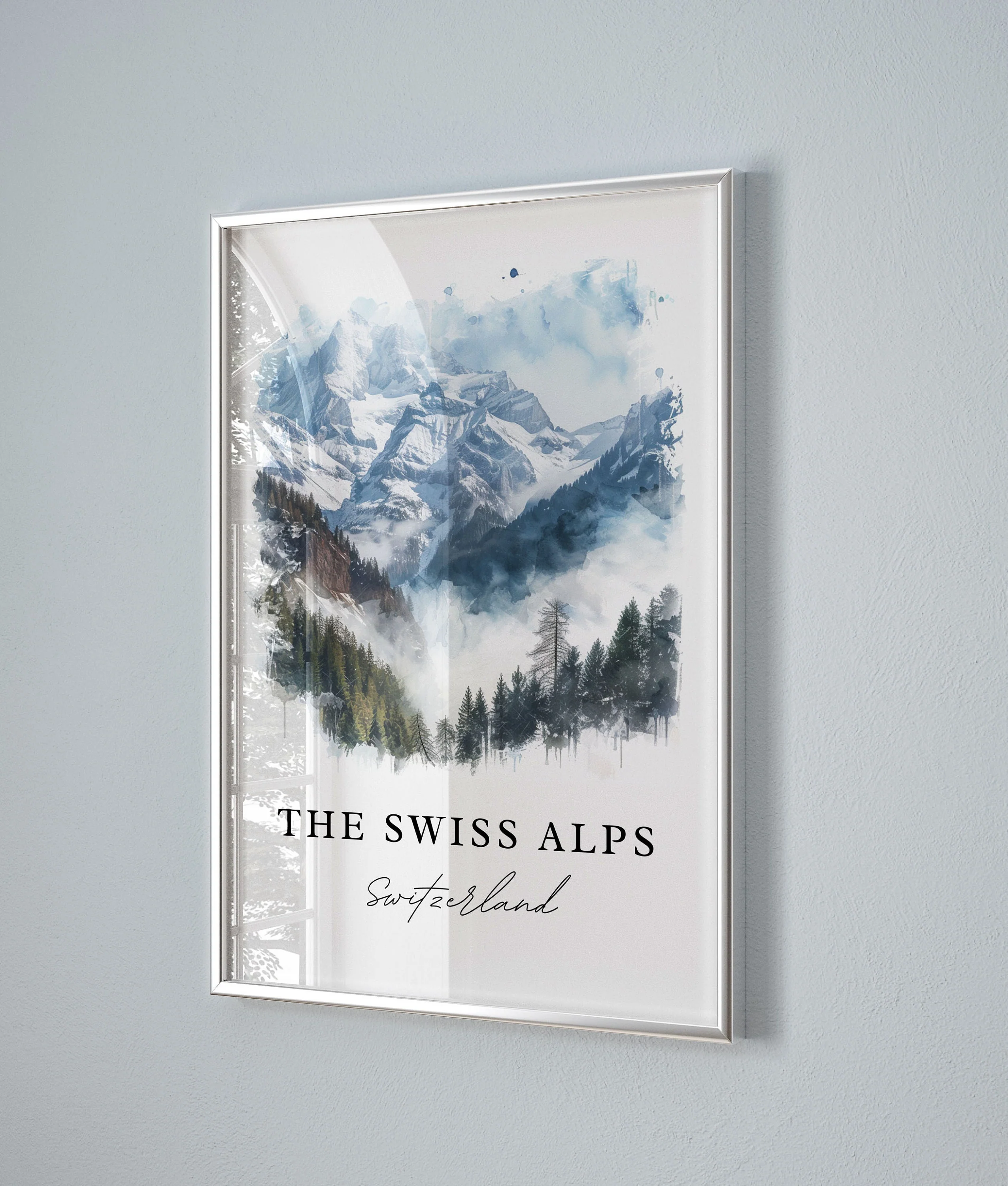 Swiss Alps, Switzerland – Watercolor Art Print - Image 5
