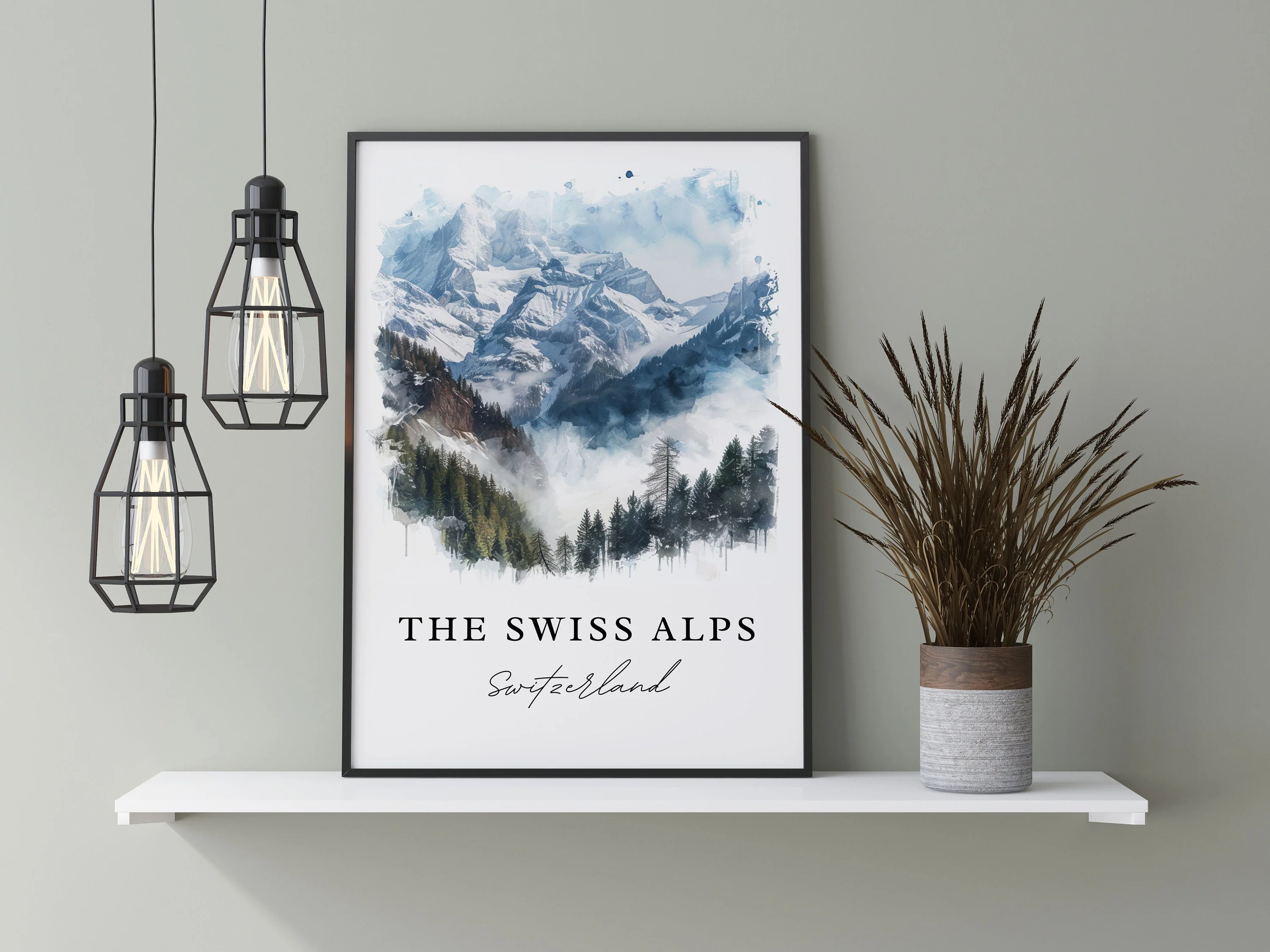 Swiss Alps, Switzerland – Watercolor Art Print - Image 6