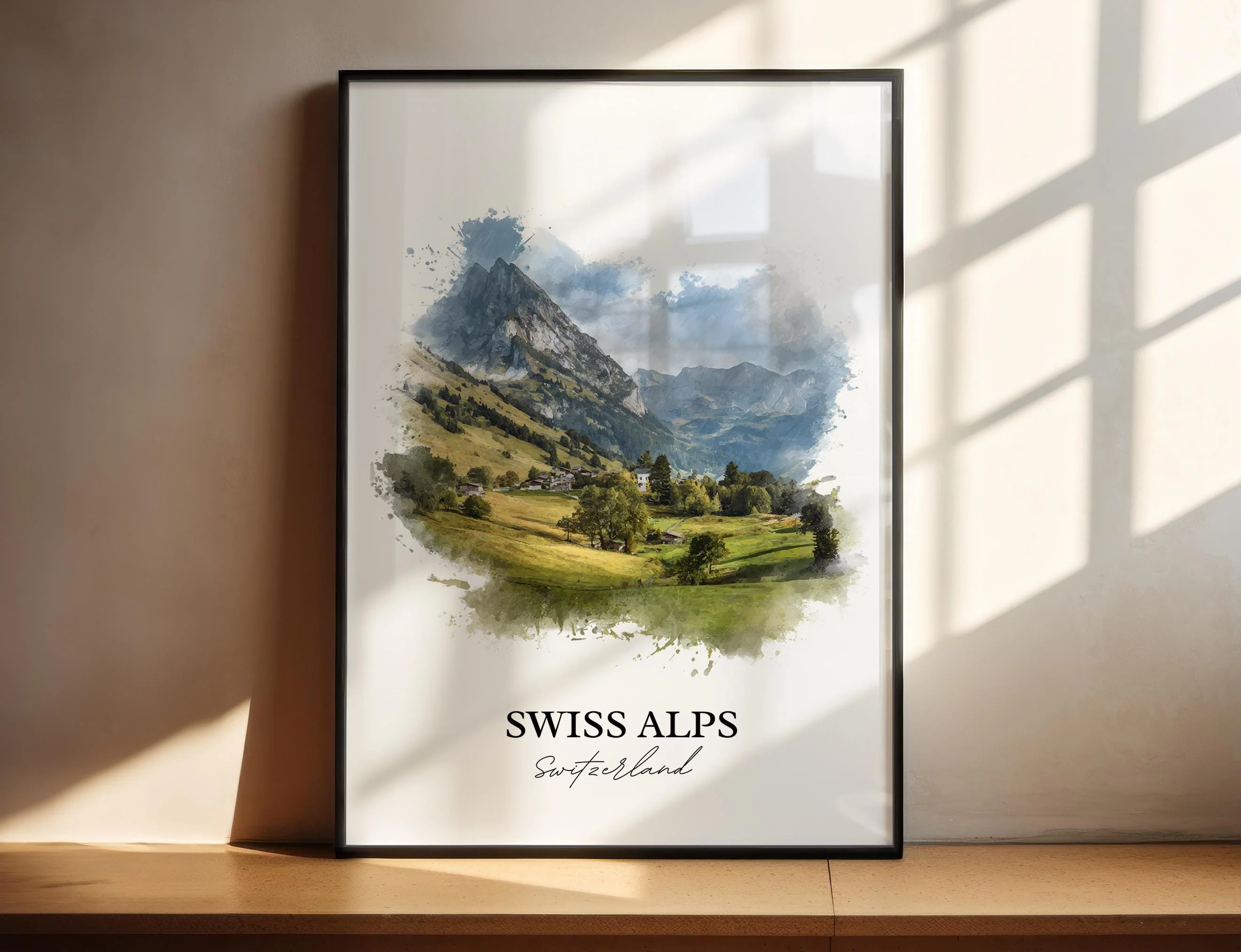 Swiss Alps, Switzerland – Watercolor Art Print