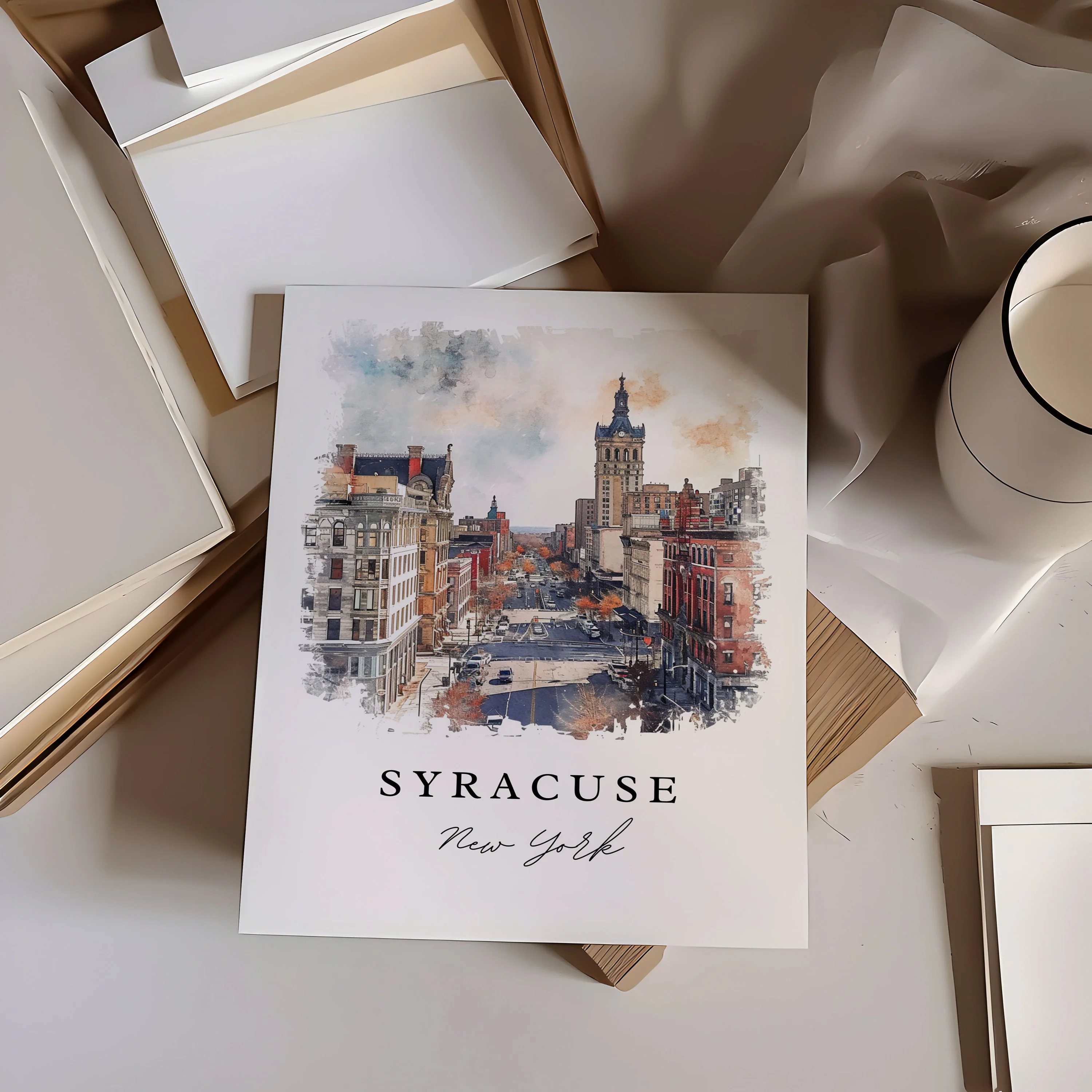 Syracuse, New York Watercolor Art Print - Image 2