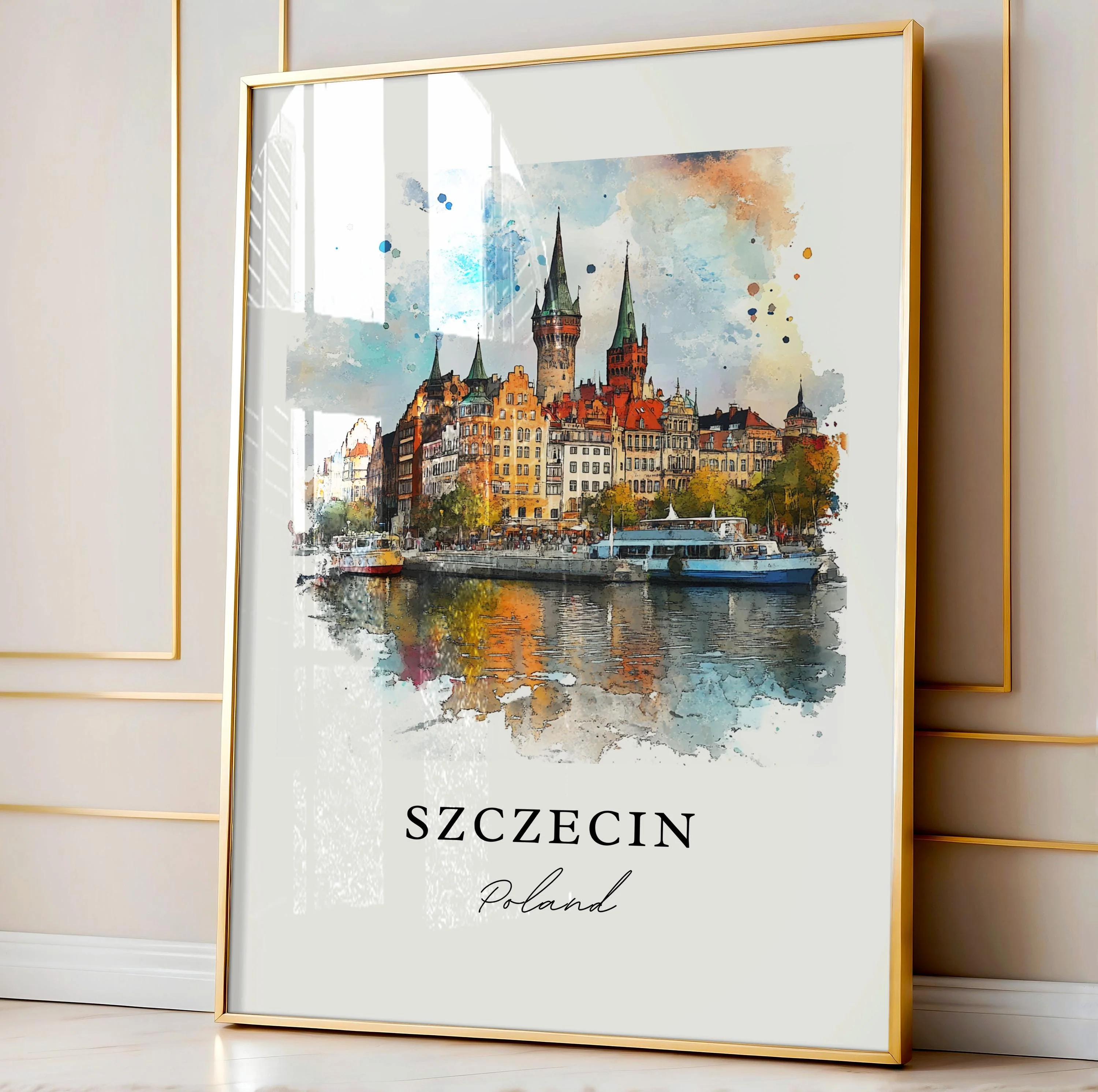 Szczecin, Poland – Watercolor Art Print - Image 4