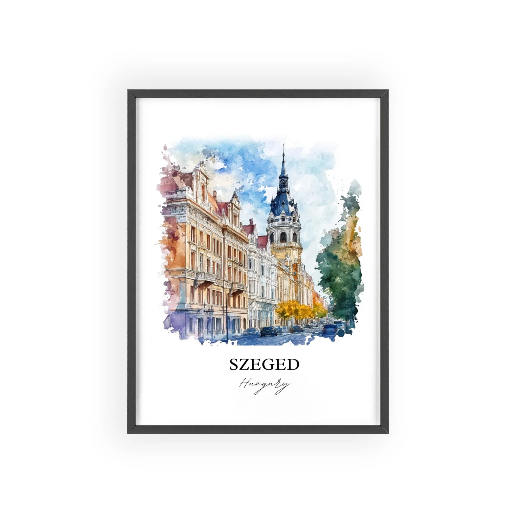 Szeged, Hungary – Watercolor Art Print - Image 7