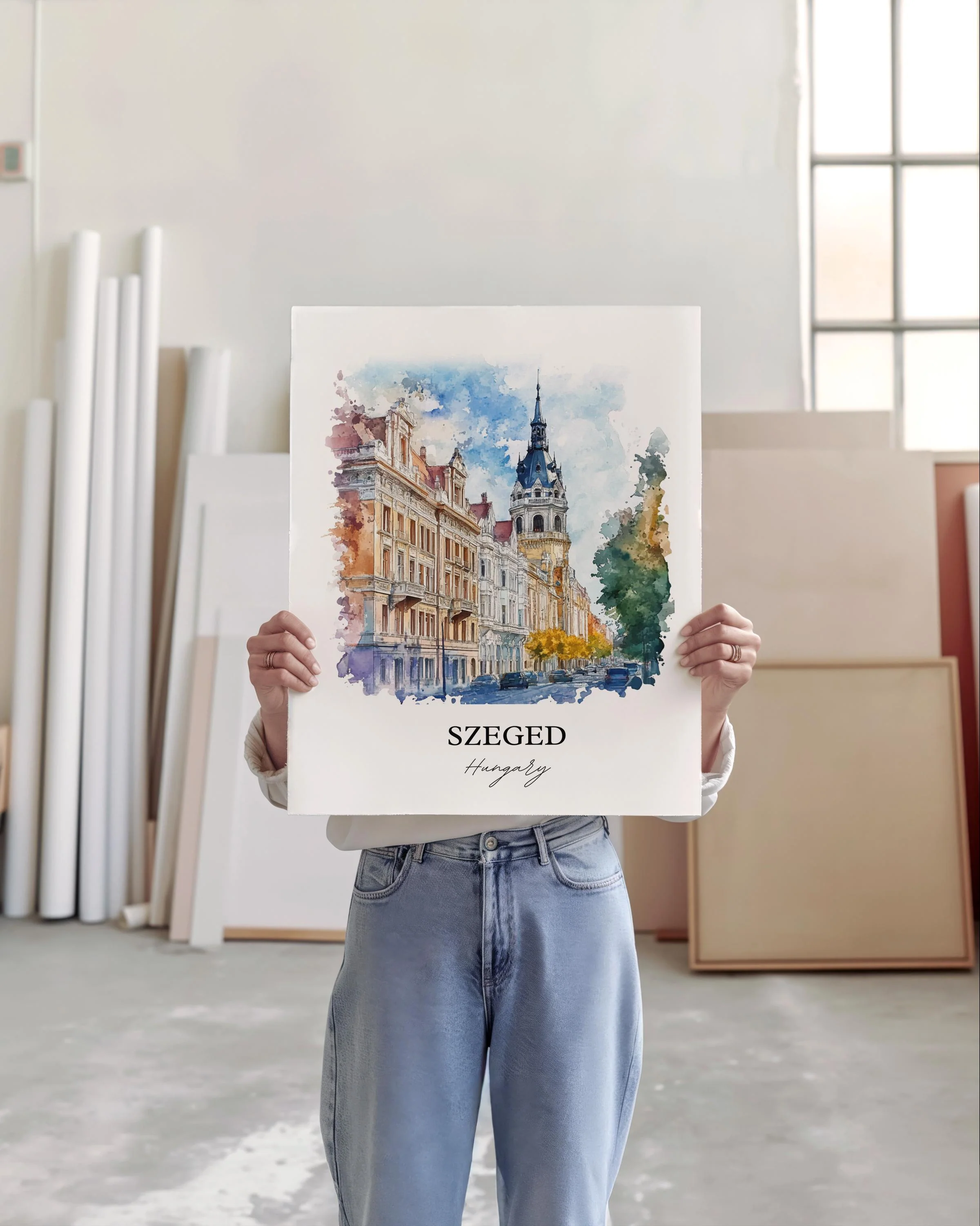 Szeged, Hungary – Watercolor Art Print - Image 3