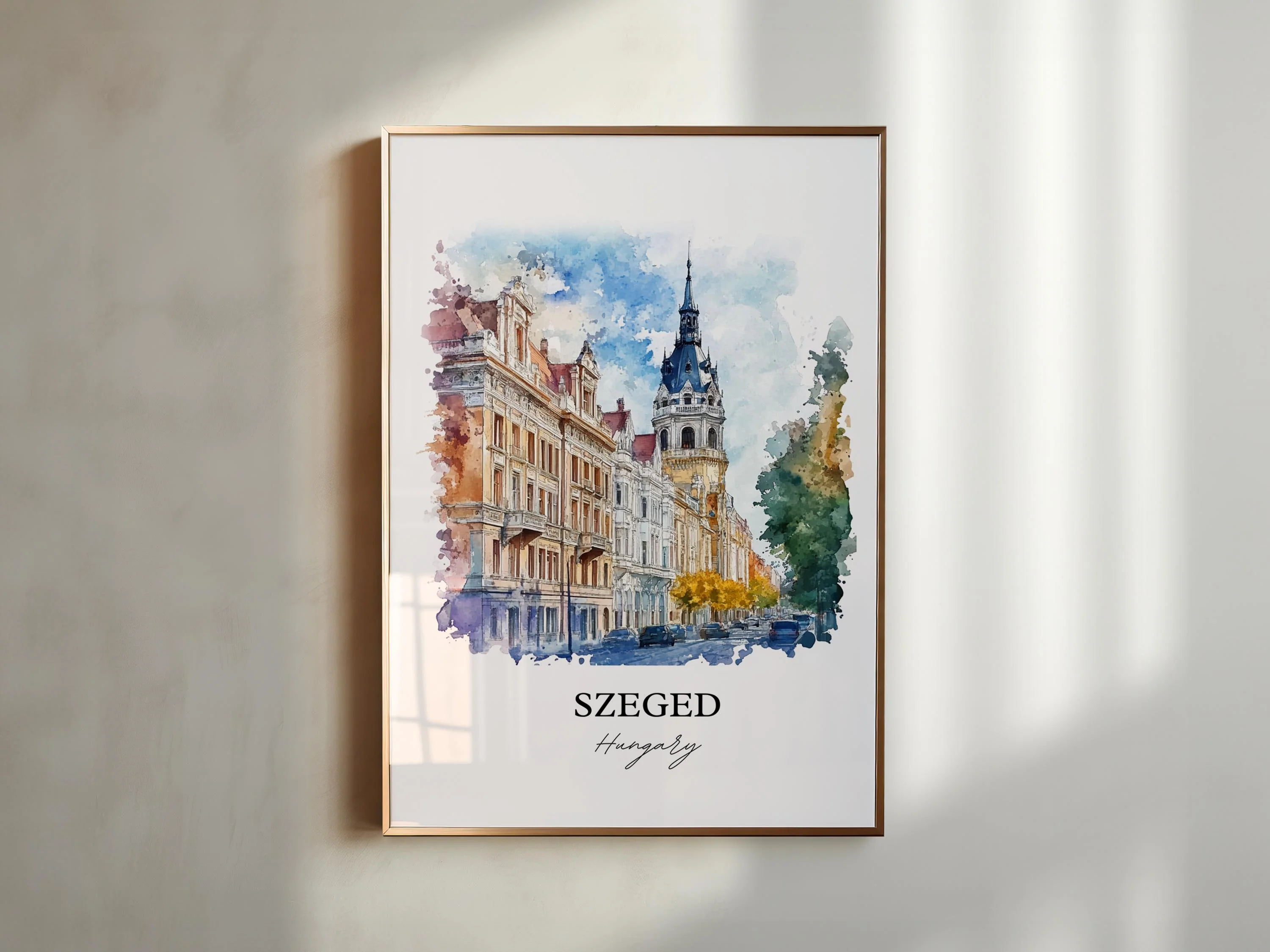 Szeged, Hungary – Watercolor Art Print - Image 4