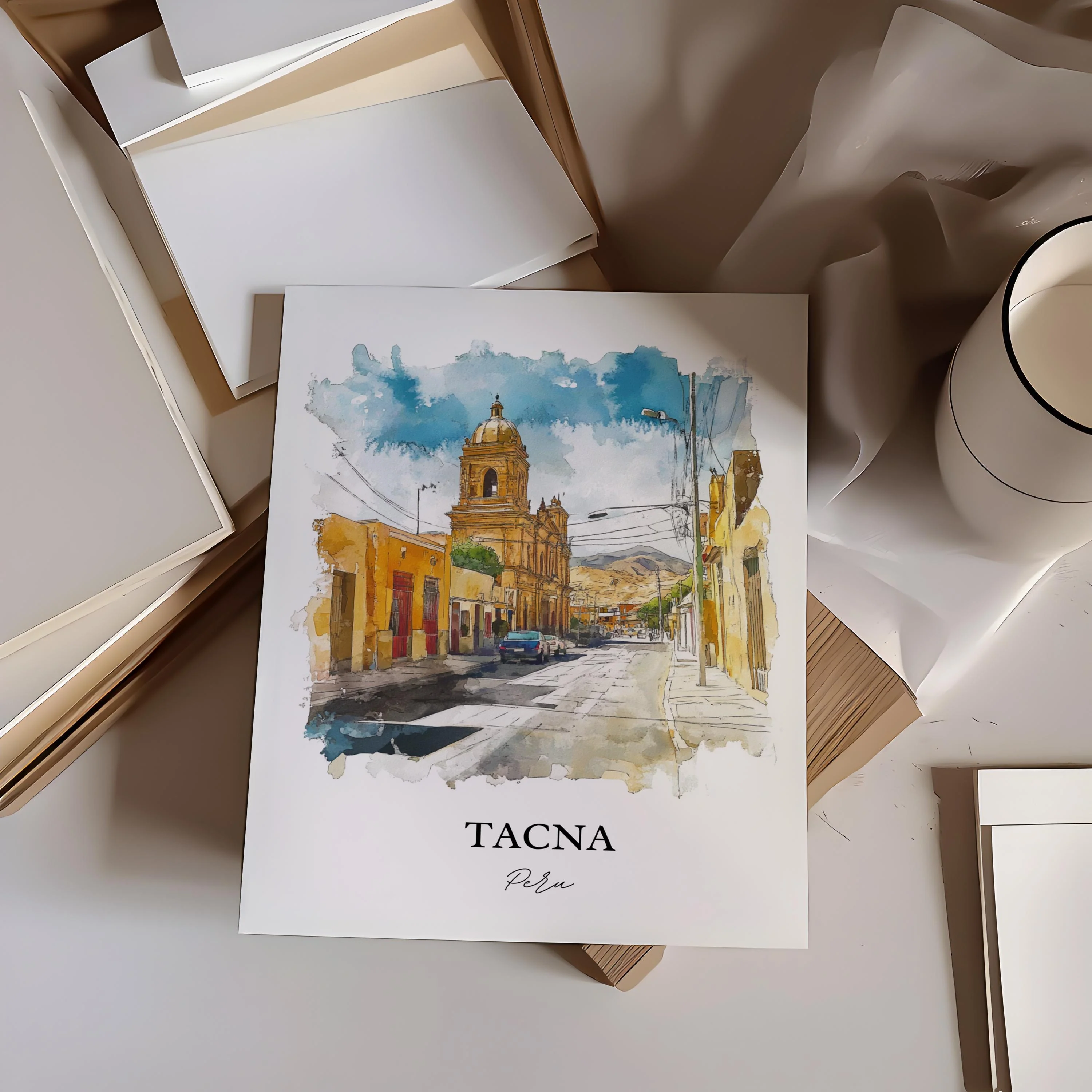 Tacna, Peru – Watercolor Art Print - Image 6
