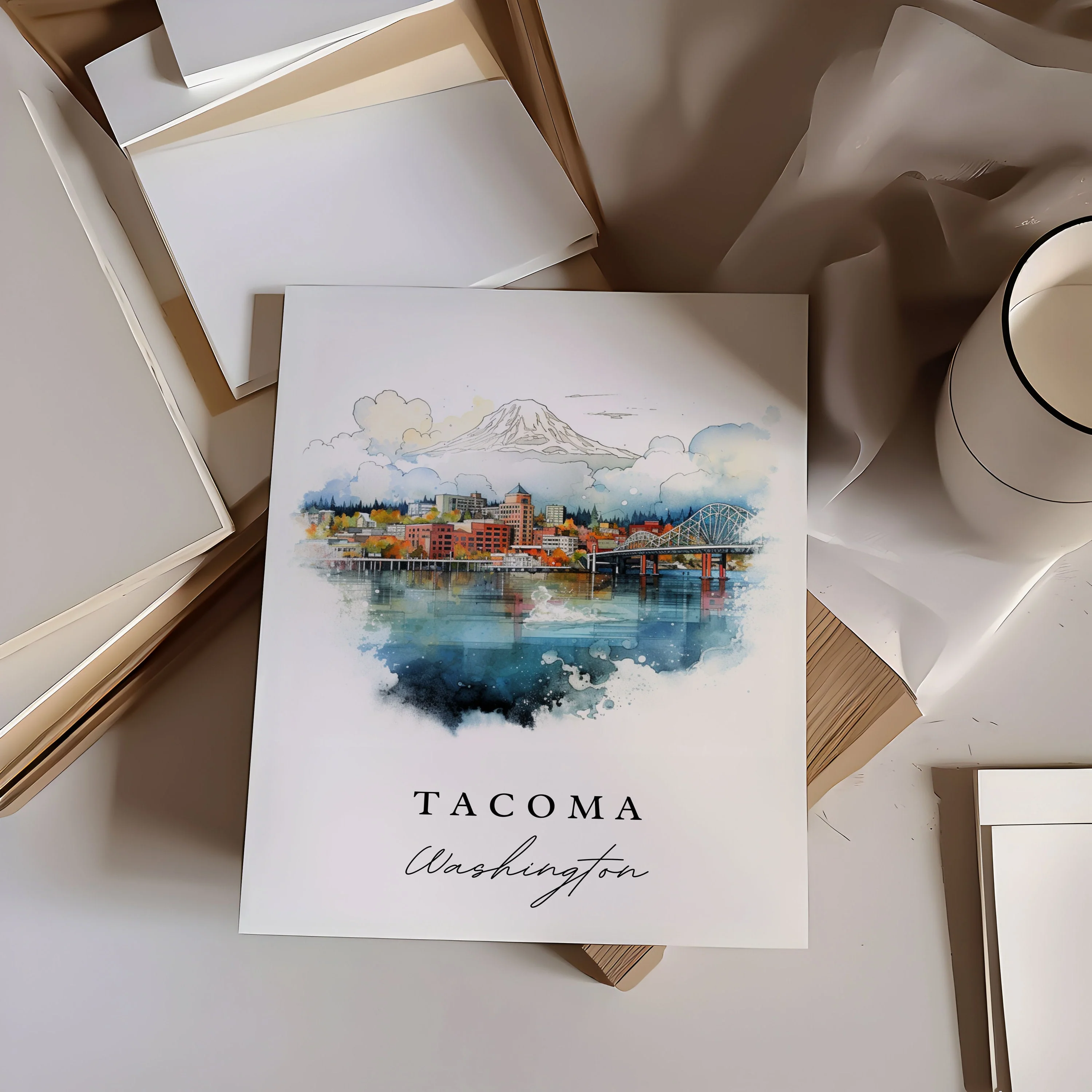 Tacoma, USA – Watercolor Art Print - Image 2