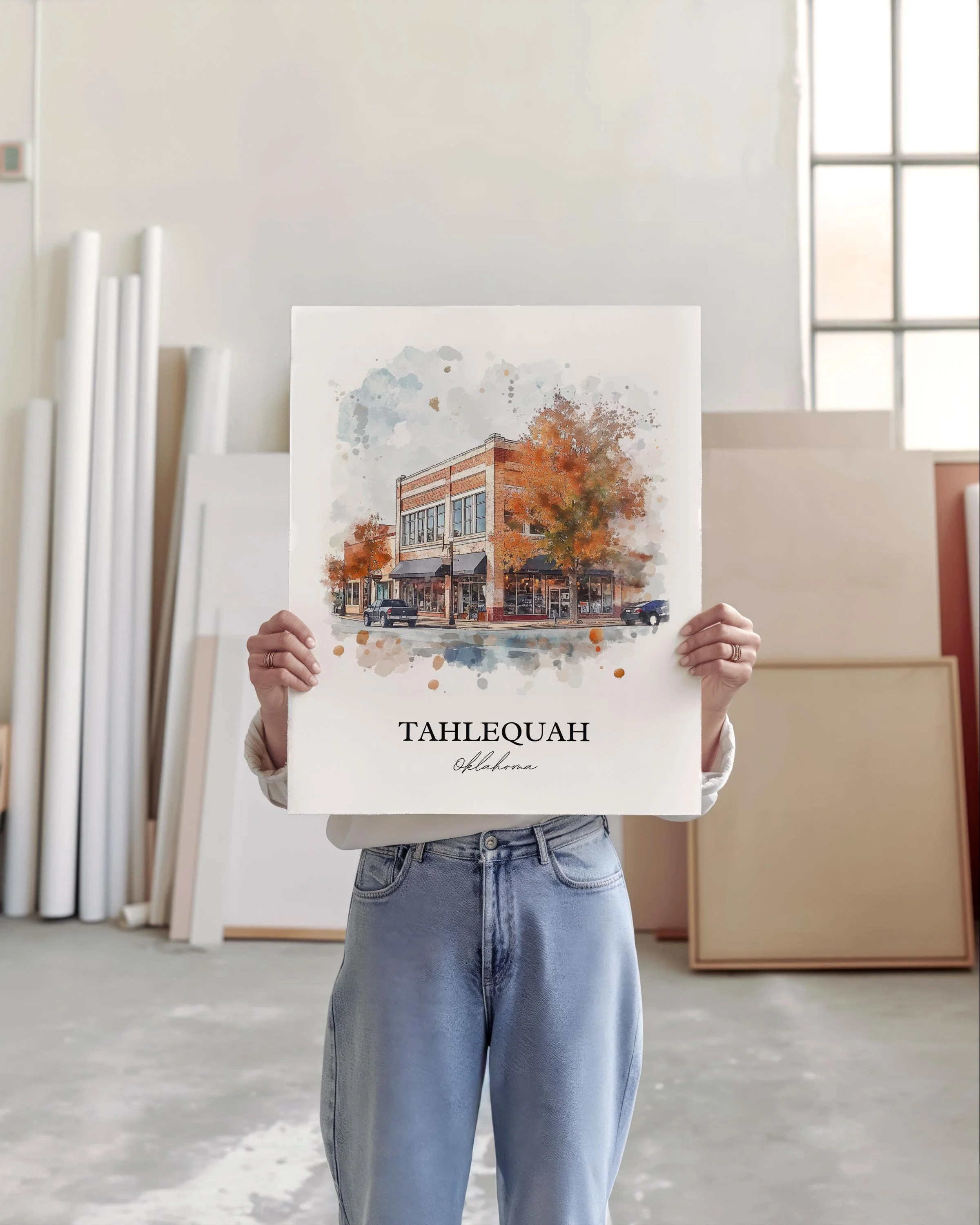 Tahlequah, Oklahoma, USA – Watercolor Art Print - Image 6
