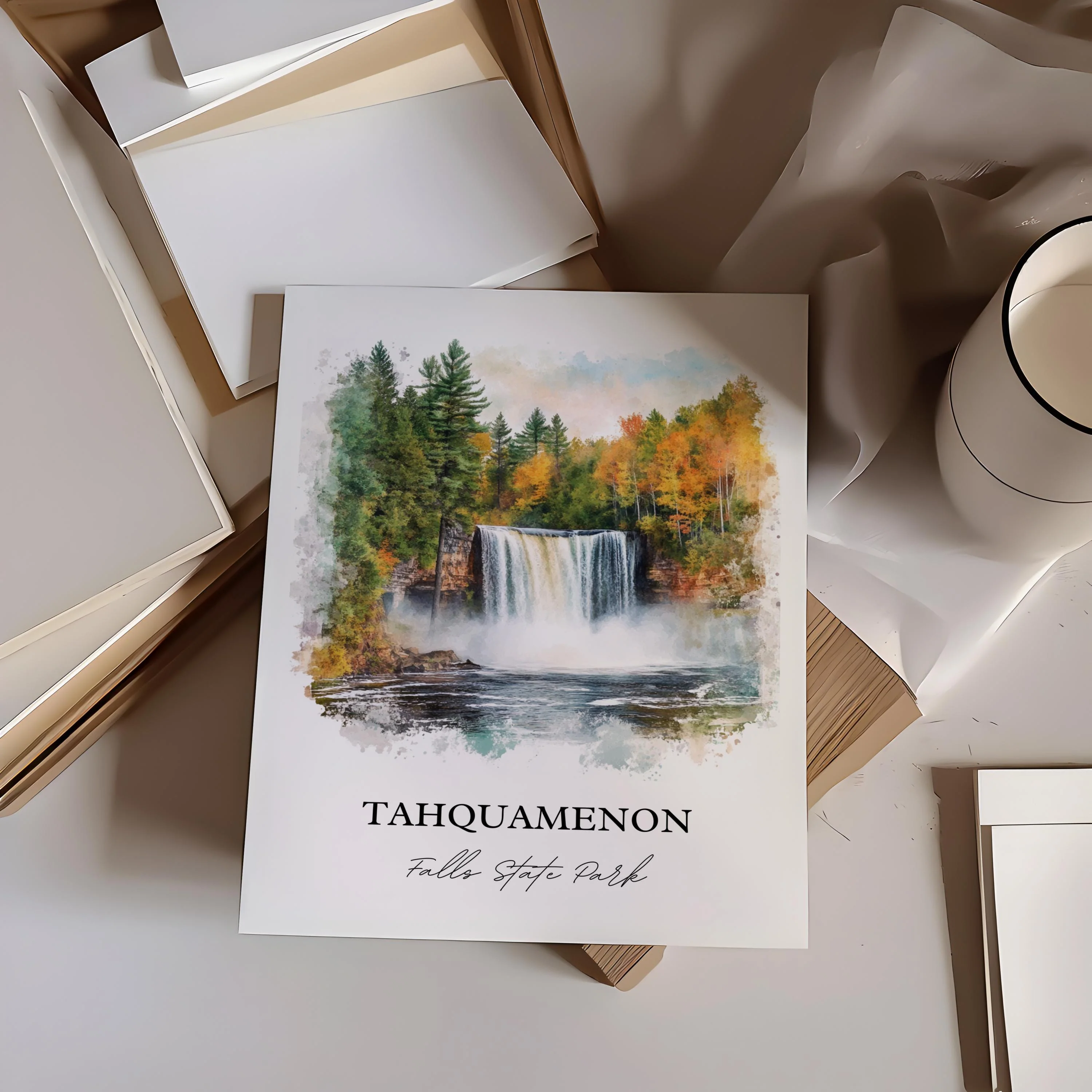 Tahquamenon Falls, USA – Watercolor Art Print - Image 3