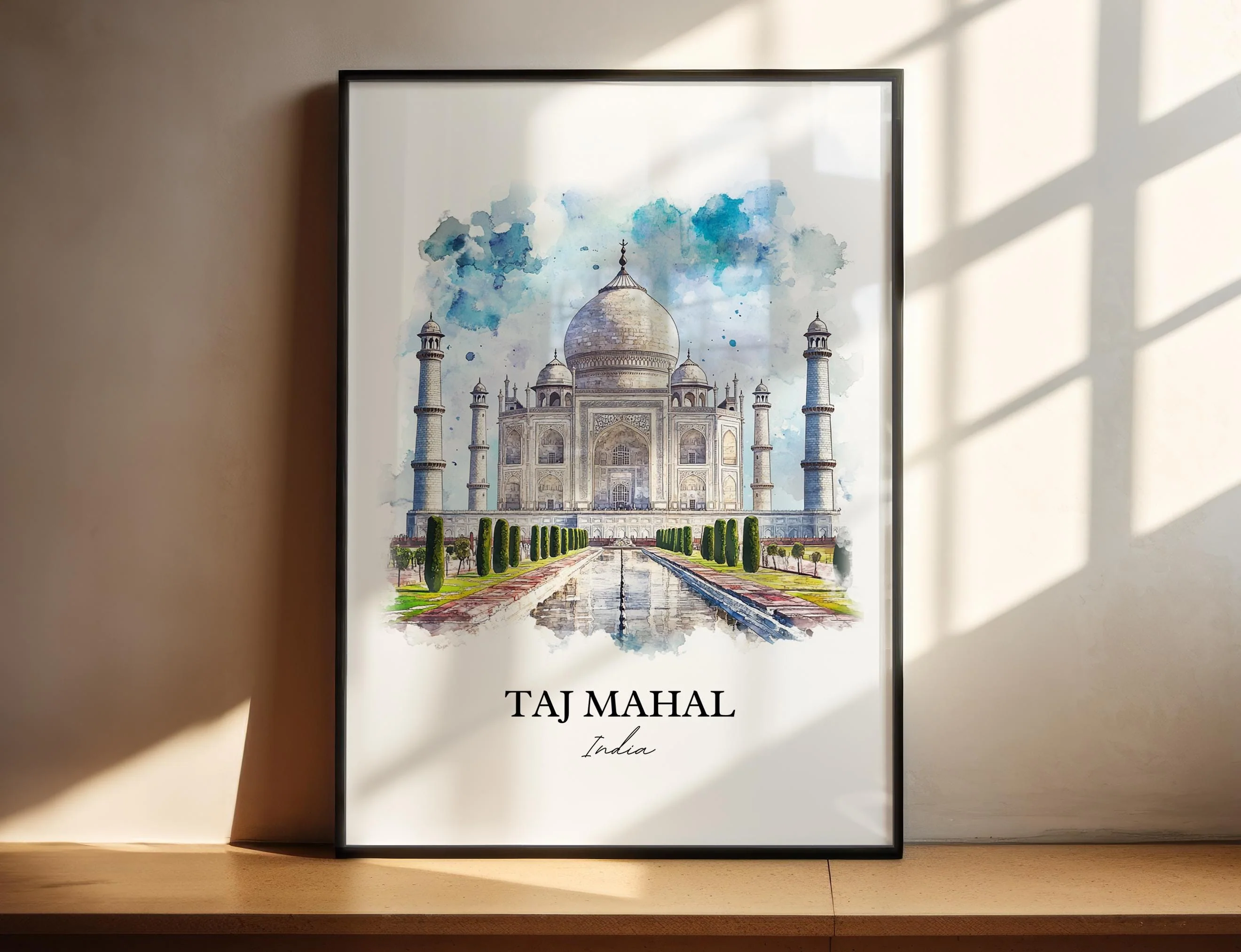 Taj Mahal, India – Watercolor Art Print