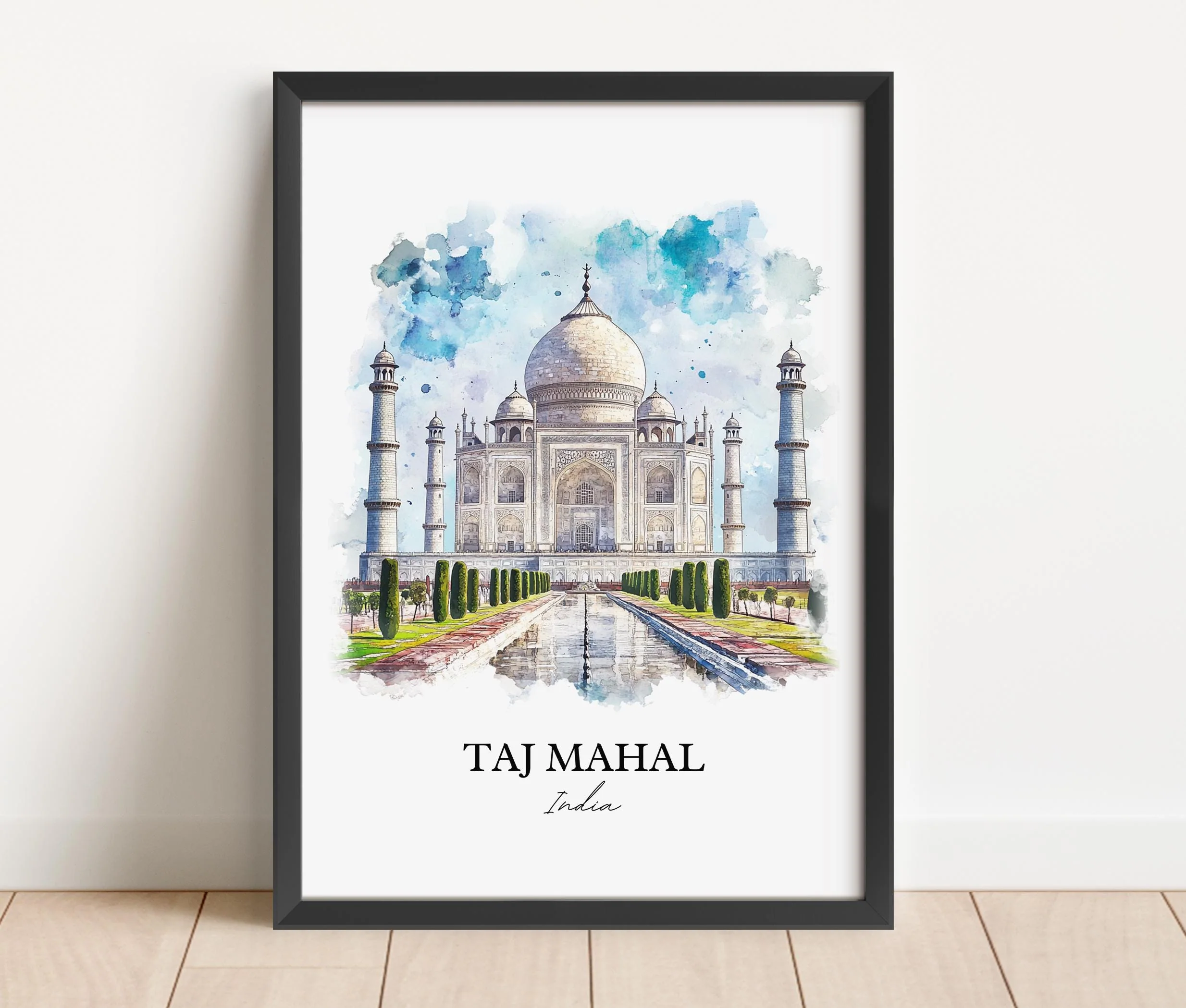 Taj Mahal, India – Watercolor Art Print - Image 3