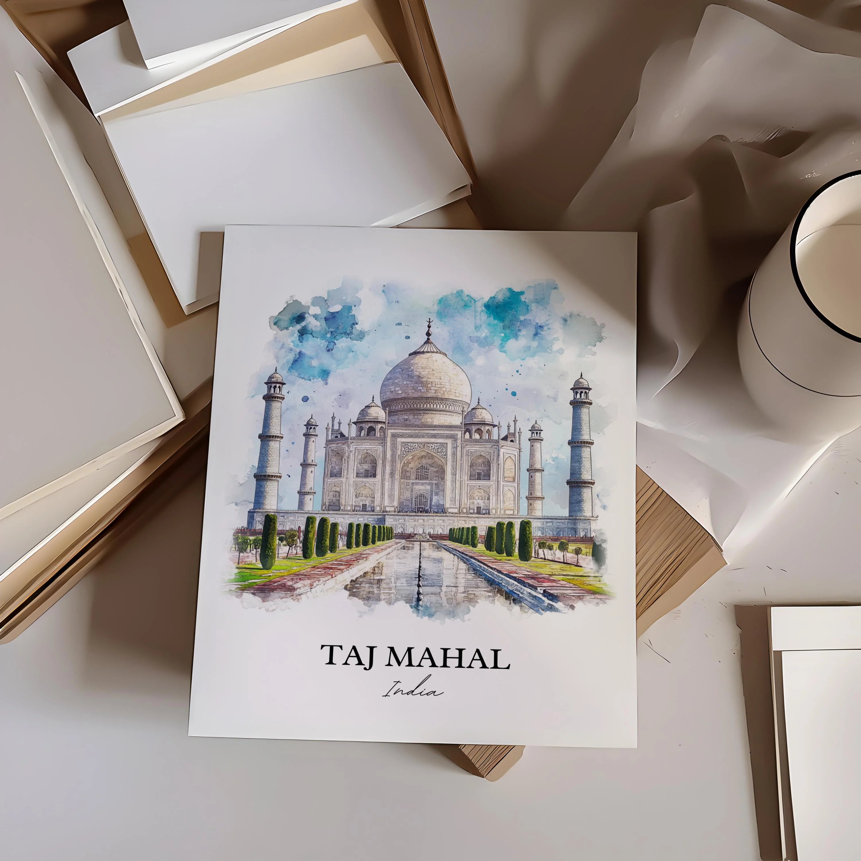 Taj Mahal, India – Watercolor Art Print - Image 5