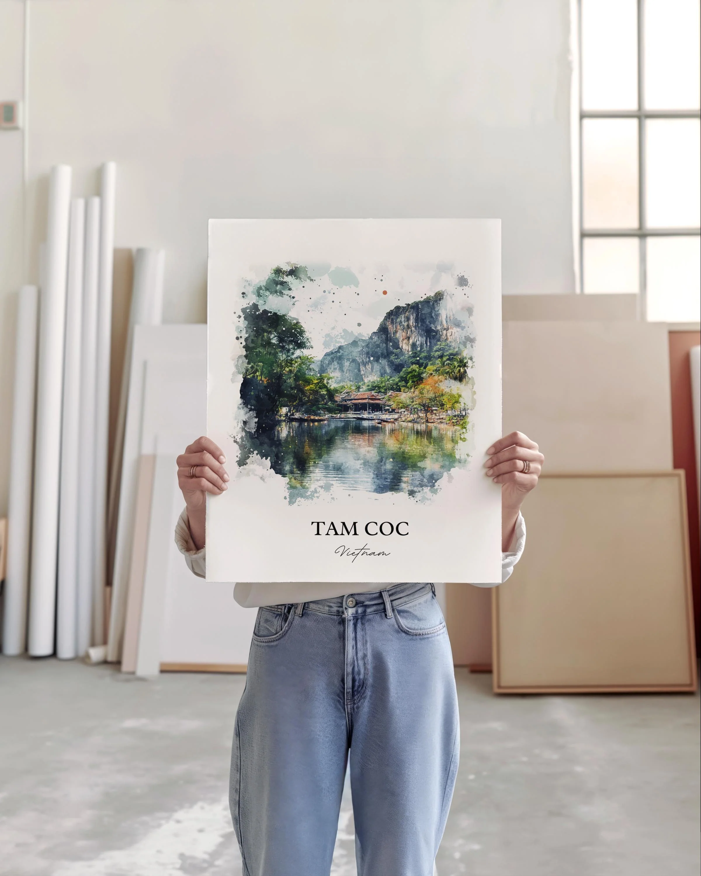 Tam Coc, Vietnam – Watercolor Art Print - Image 3