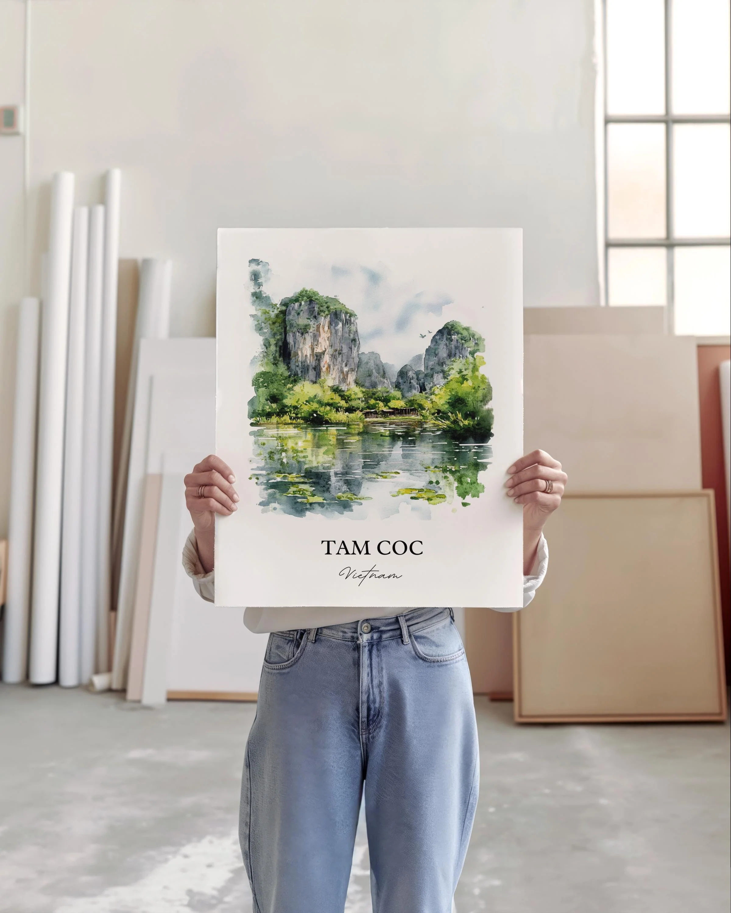 Tam Coc, Vietnam – Watercolor Art Print - Image 3