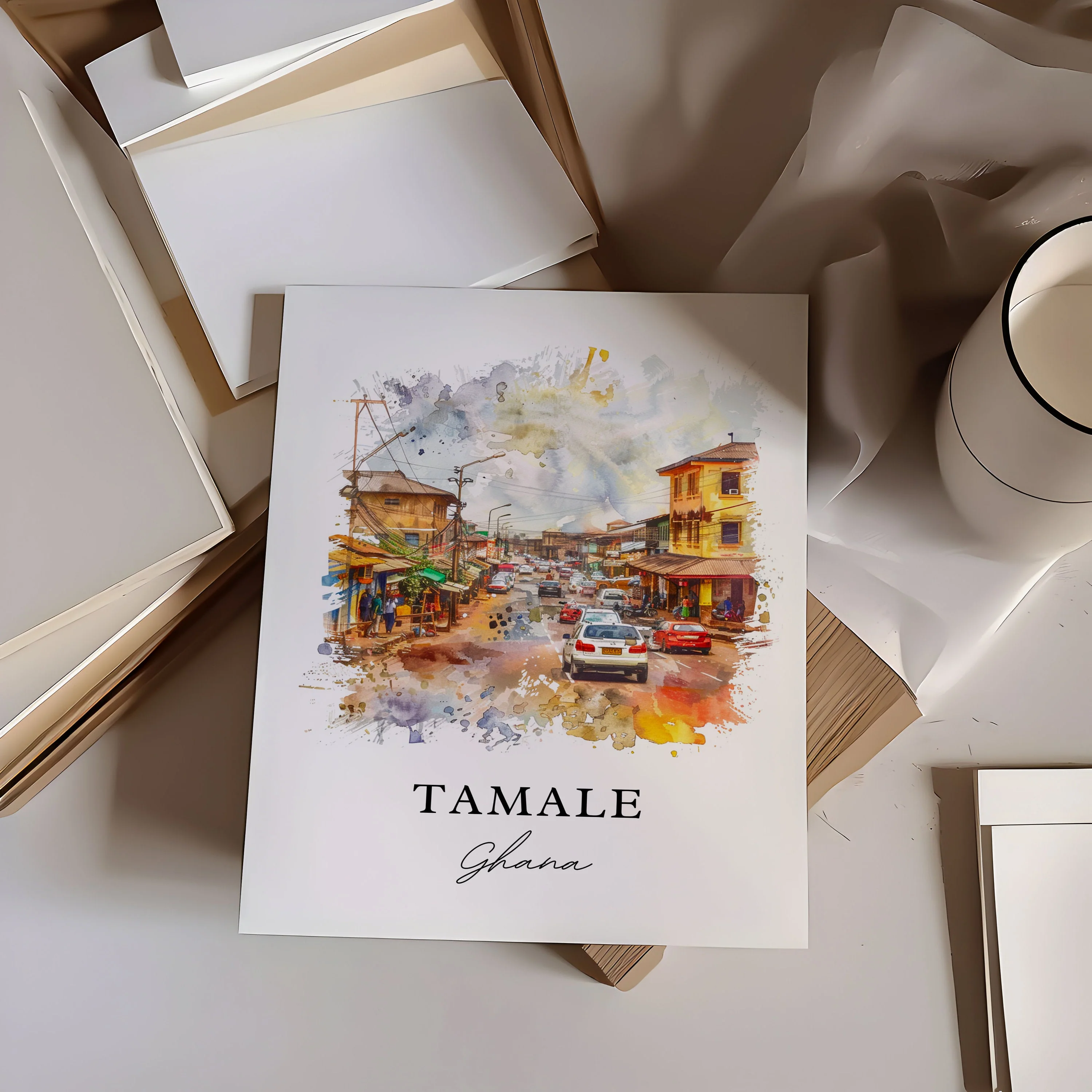 Tamale, Ghana – Watercolor Art Print - Image 2