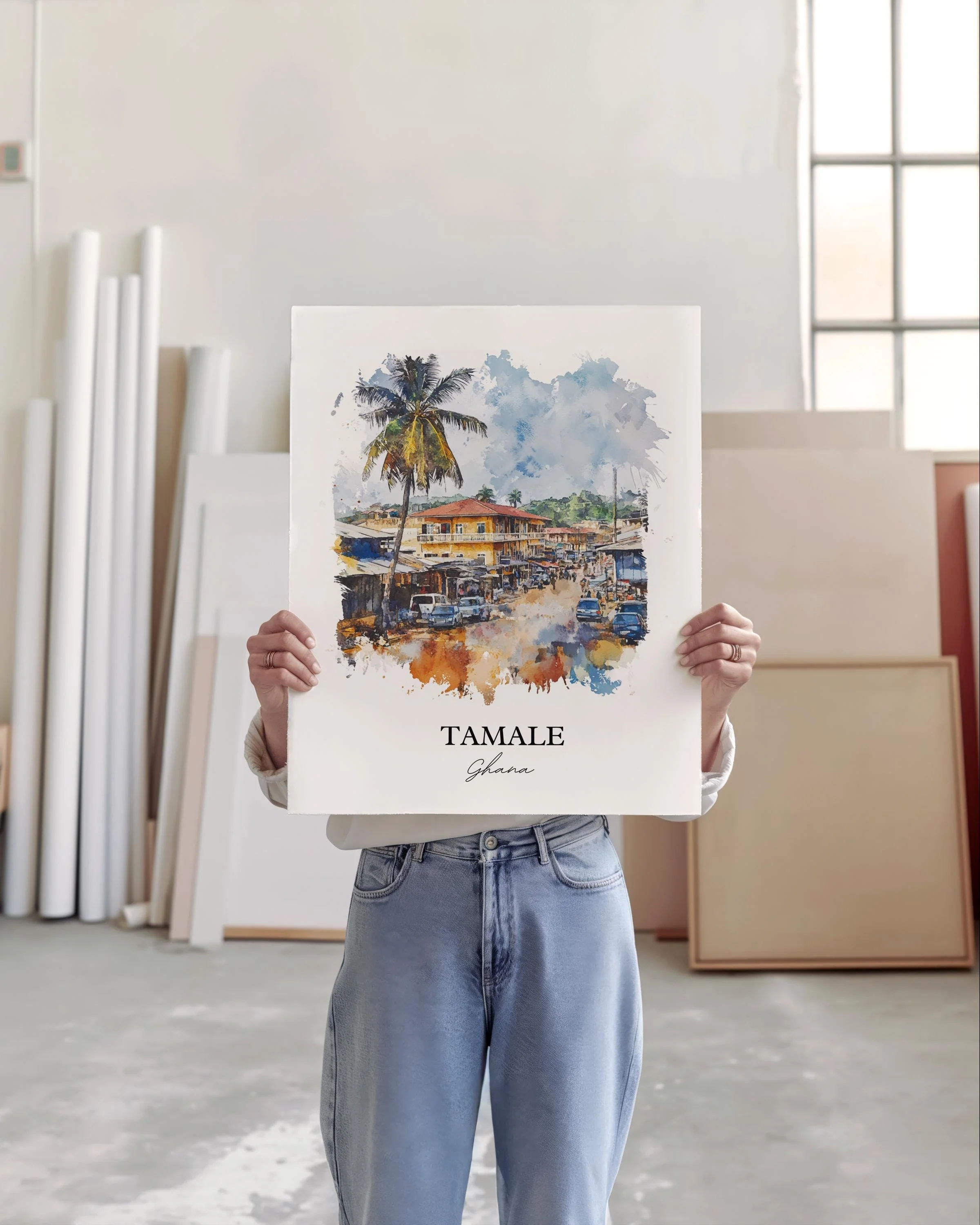 Tamale, Ghana – Watercolor Art Print - Image 4