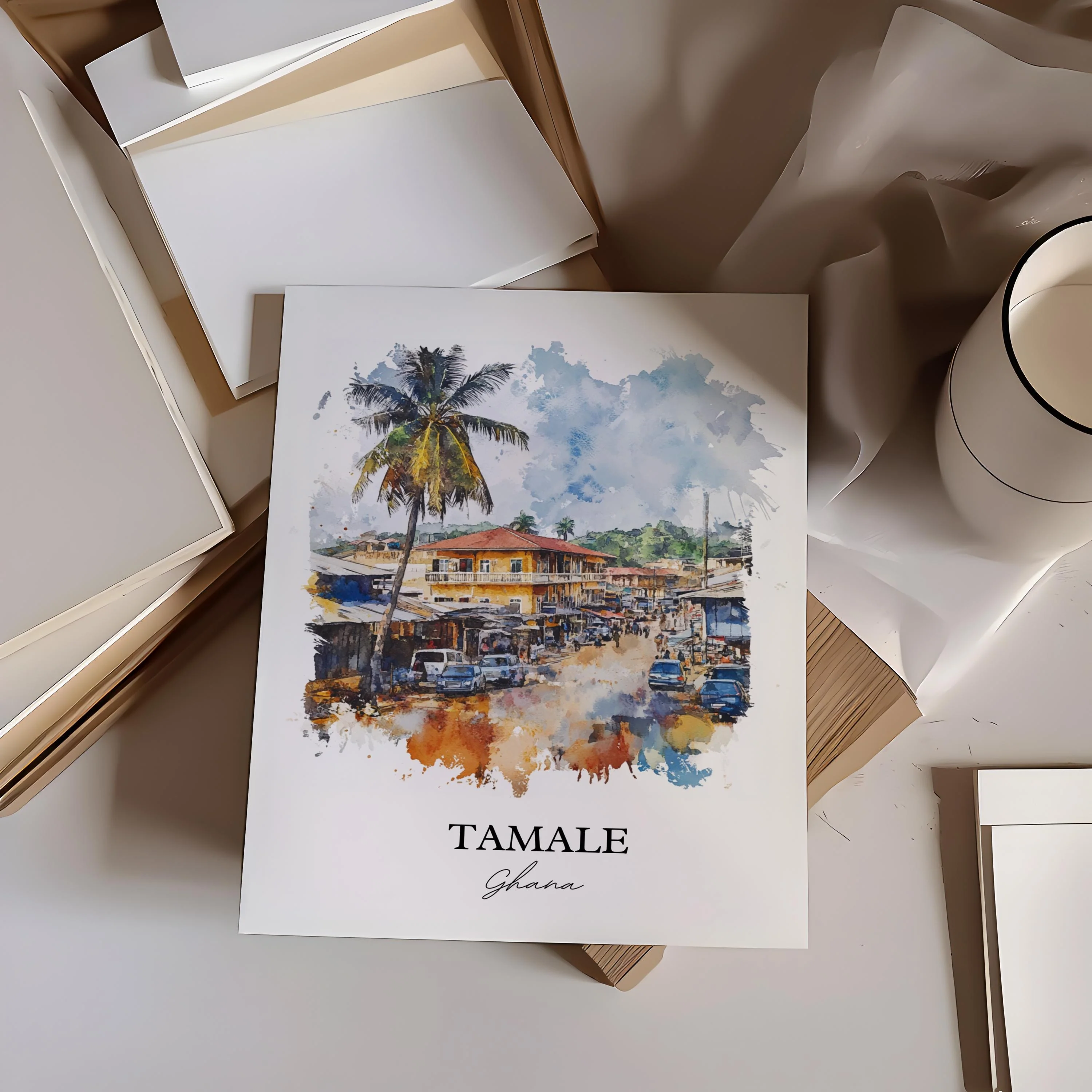 Tamale, Ghana – Watercolor Art Print - Image 5