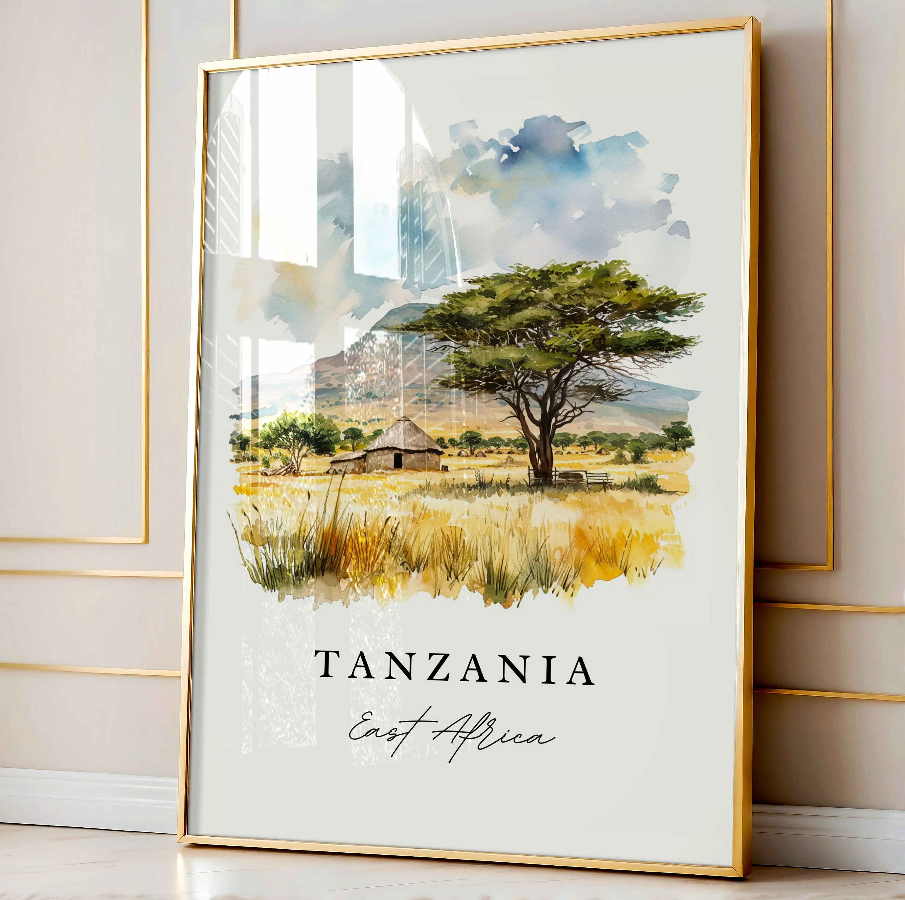 Tanzania, East Africa – Watercolor Art Print - Image 4