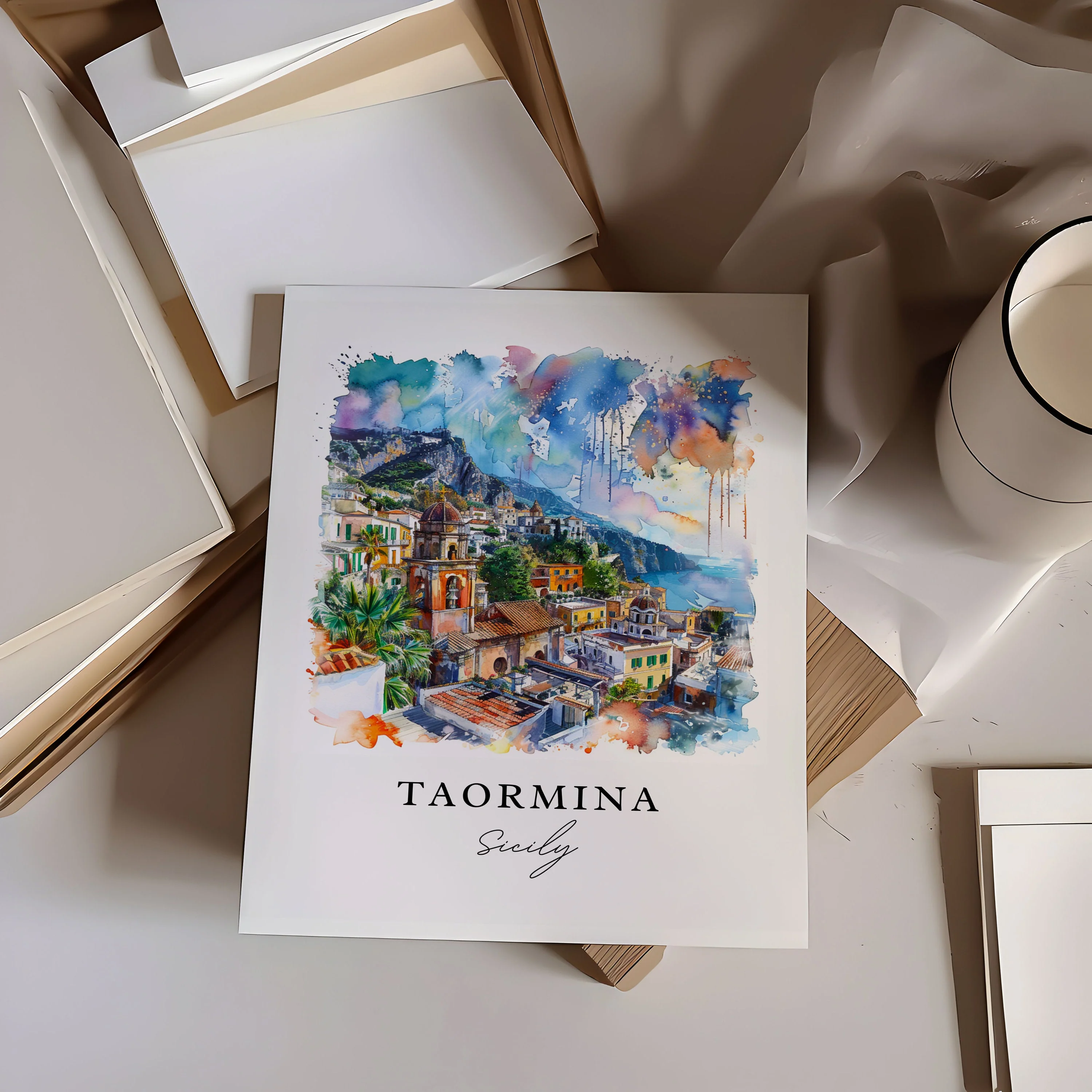 Taormina, Italy – Watercolor Art Print - Image 2