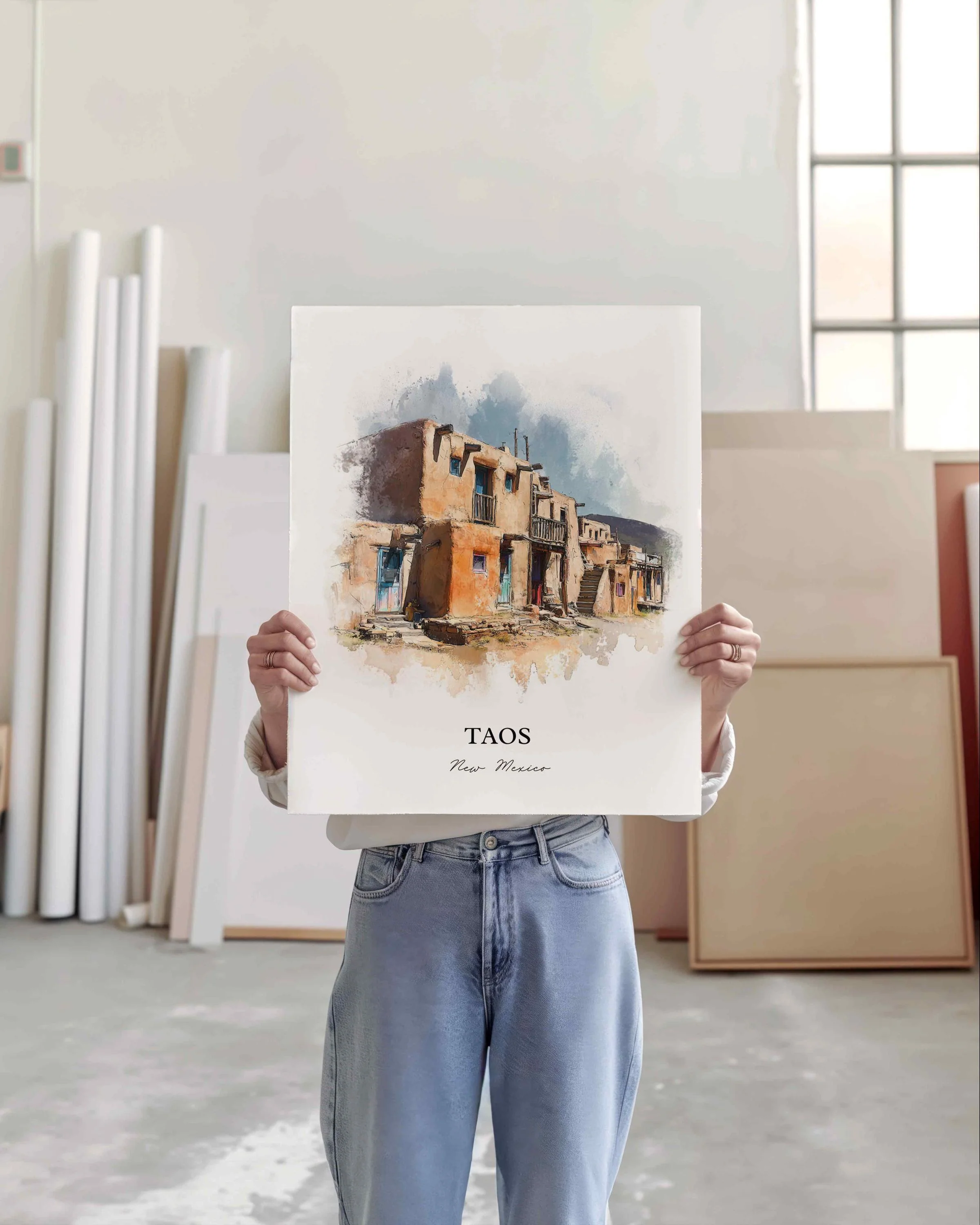 Taos, New Mexico – Watercolor Art Print - Image 3