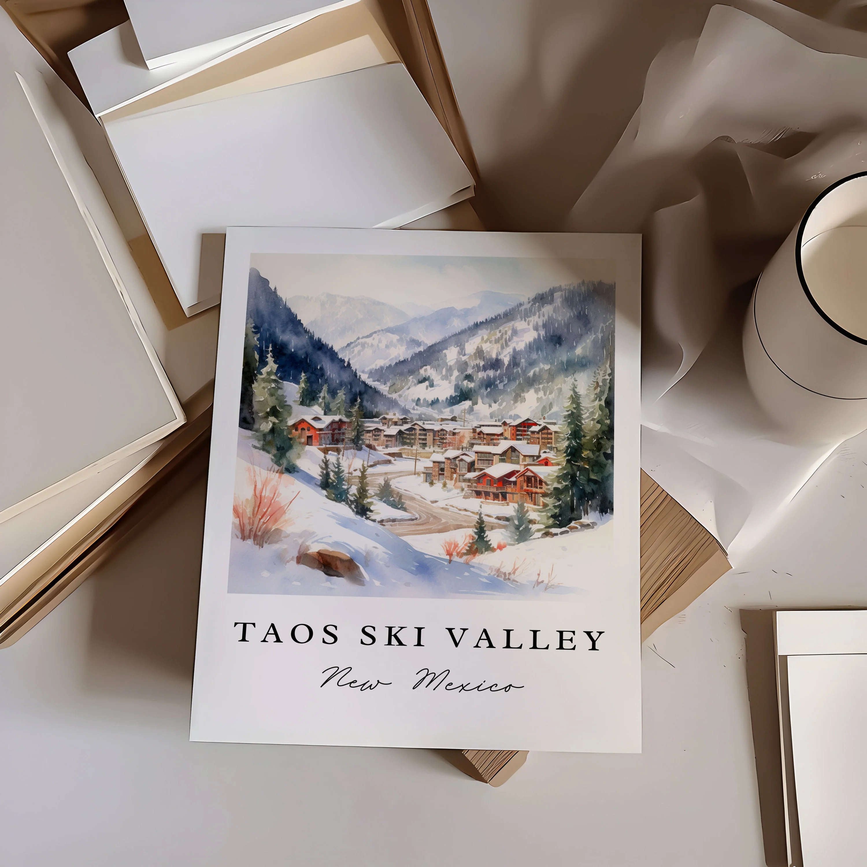 Taos Ski Valley, New Mexico, USA – Watercolor Art Print - Image 2