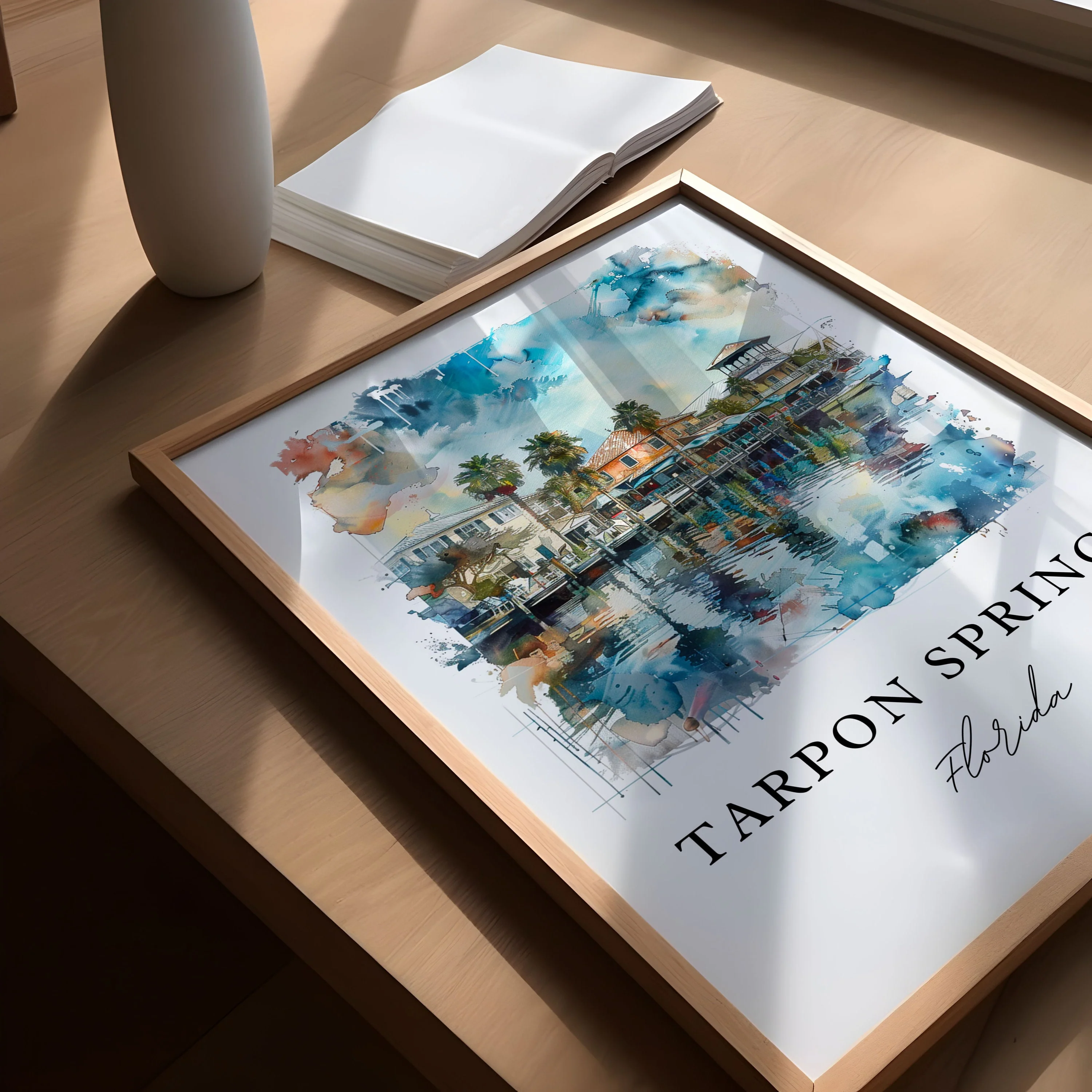 Tarpon Springs, FL, Florida – Watercolor Art Print - Image 3