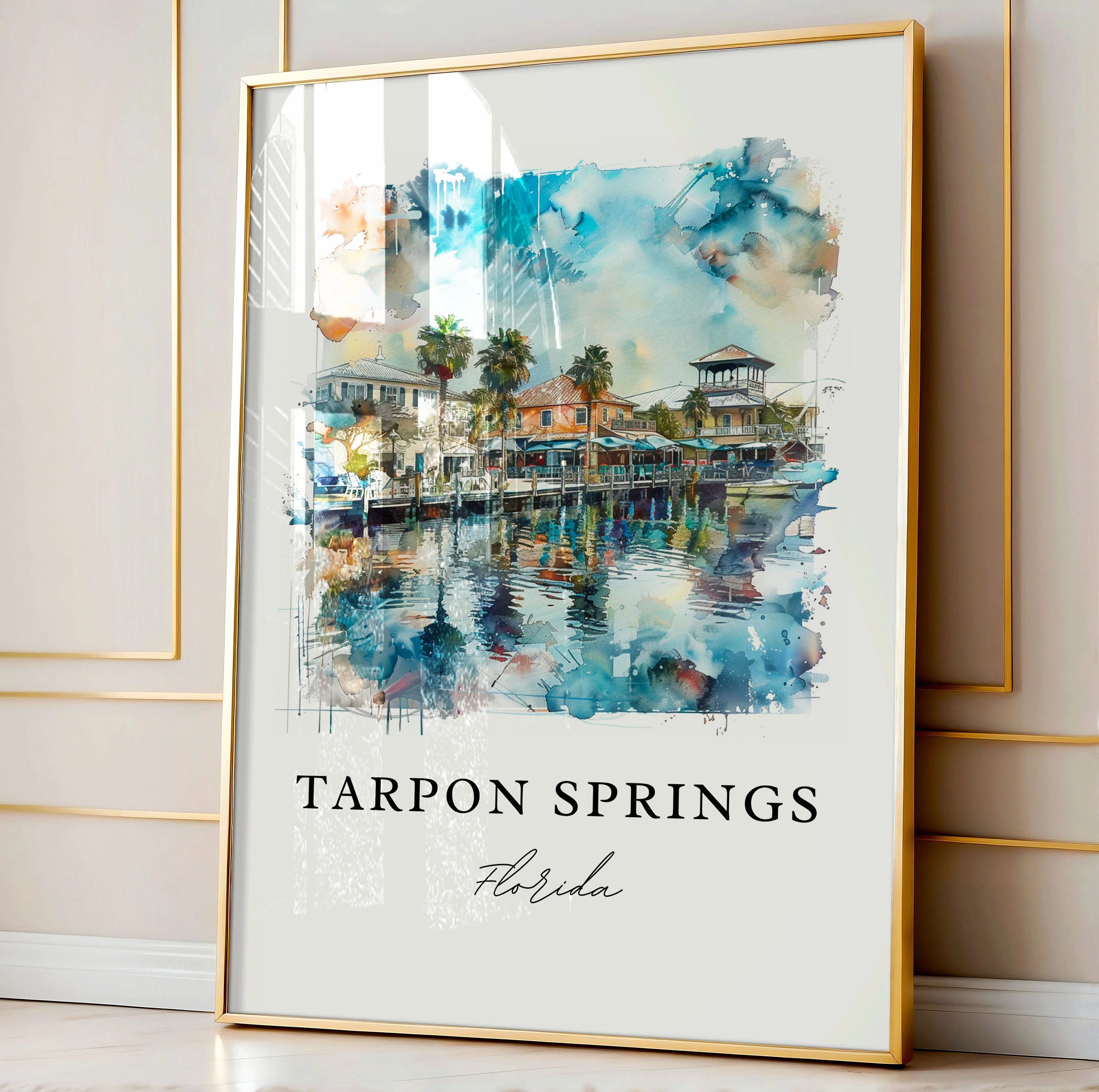 Tarpon Springs, FL, Florida – Watercolor Art Print - Image 4