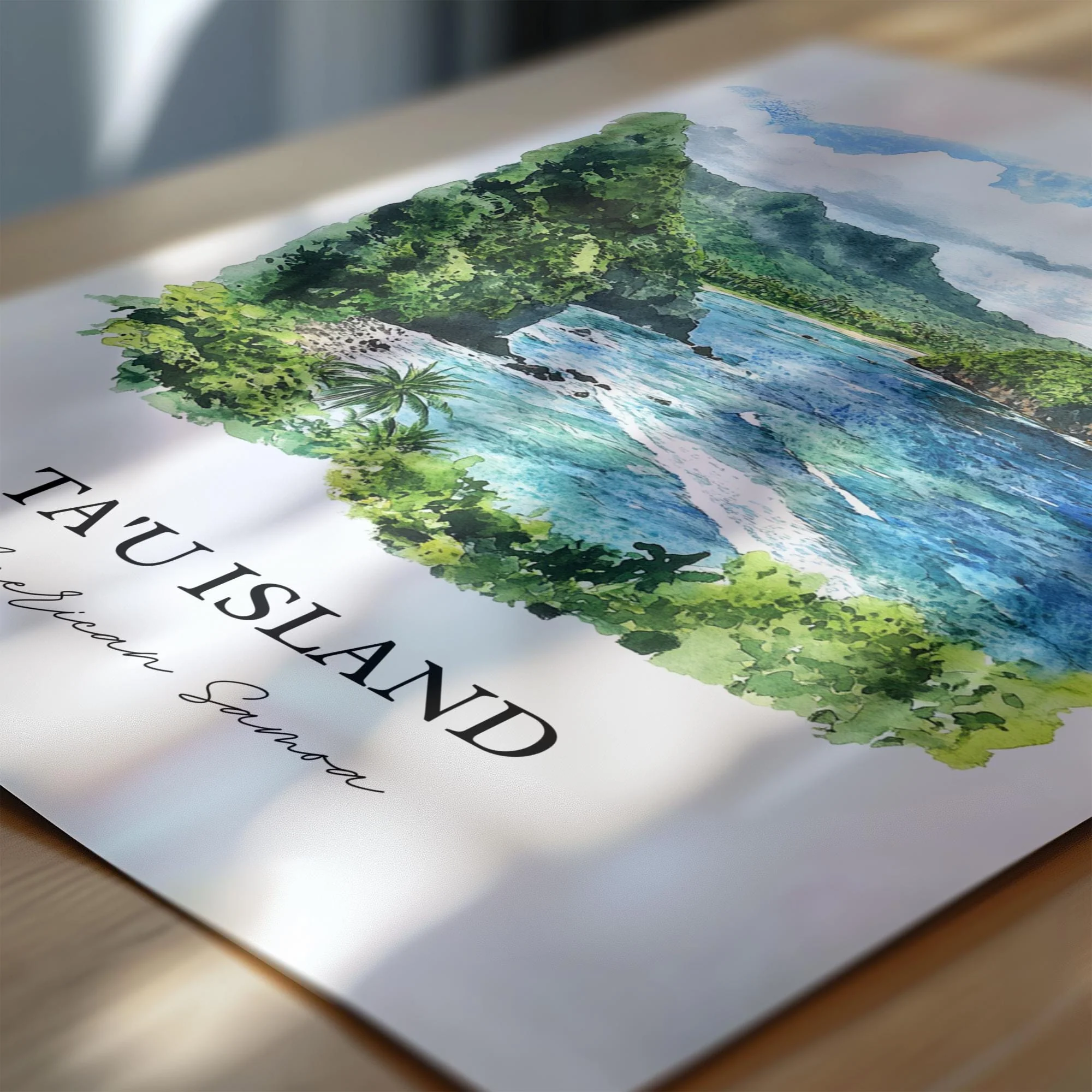 Tau Island, American Samoa – Watercolor Art Print - Image 2