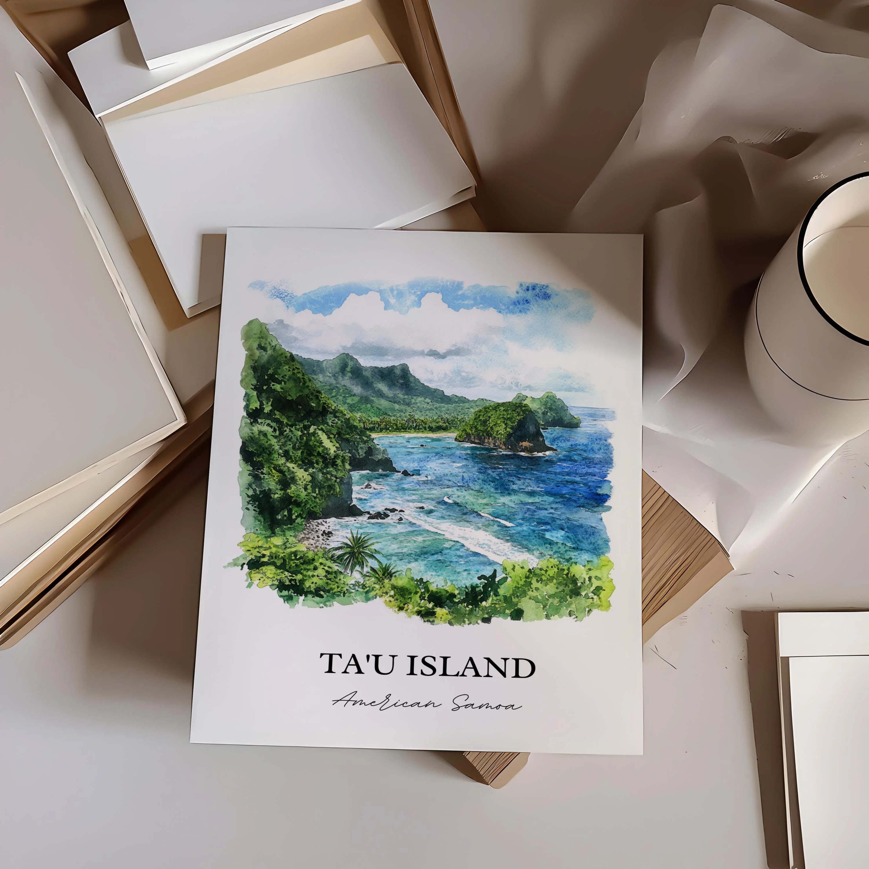 Tau Island, American Samoa – Watercolor Art Print - Image 6